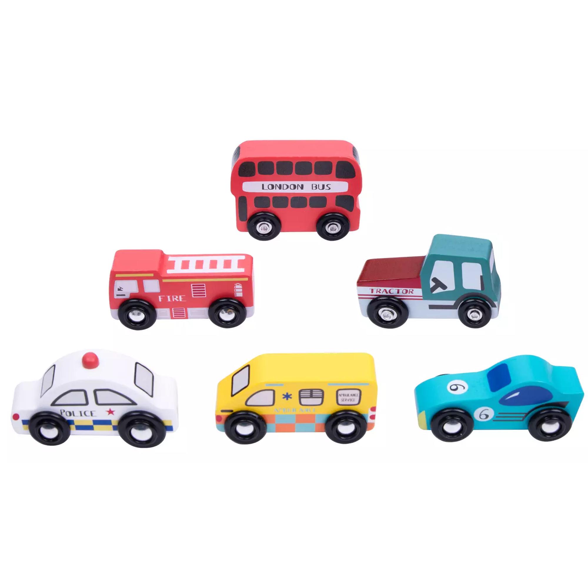 Chad Valley Pack of 6 Wooden Vehicles