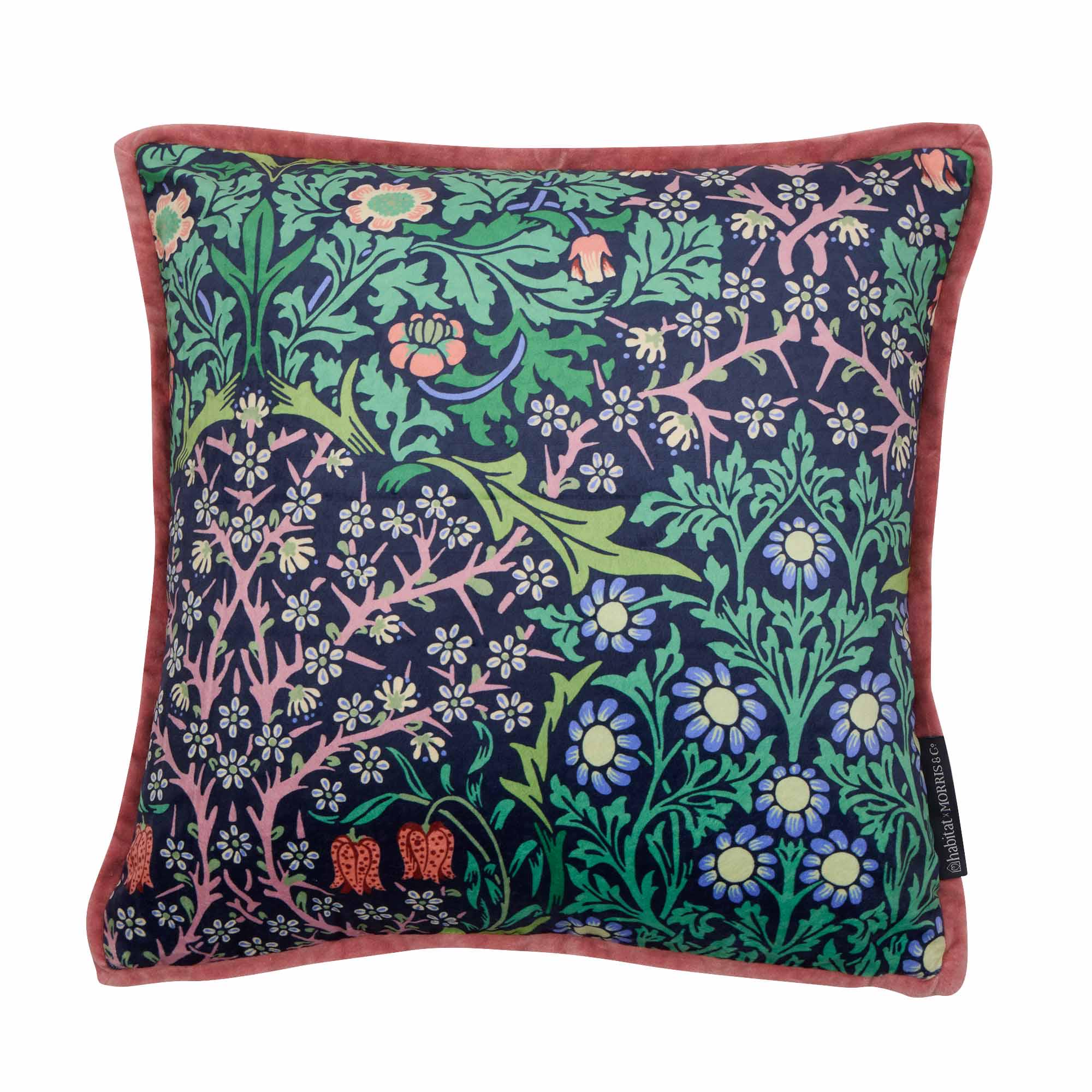 Habitat x Morris & Co. Blackthorn Cushion - Green - 43x43cm thumbnail 2