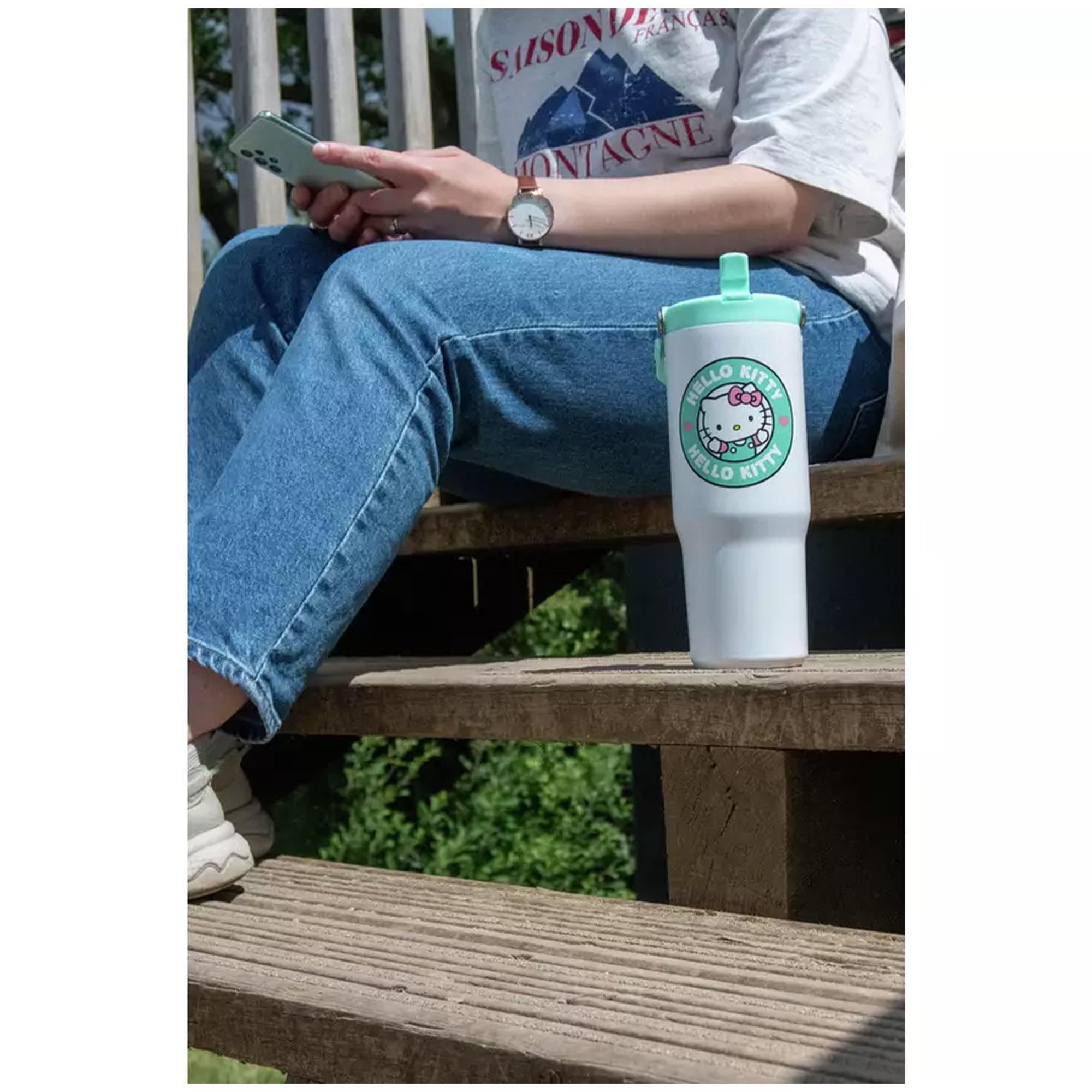 Hello Kitty Green & White Stainless Steel Soda Cup - 850ml thumbnail 2