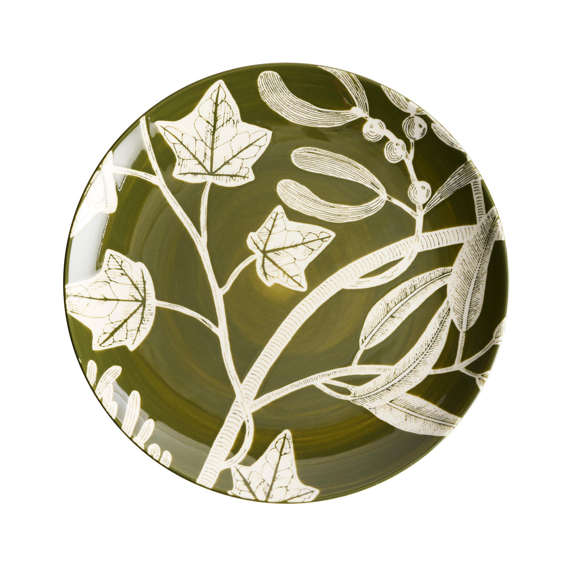 Habitat Floral Stoneware Side Plate - Green