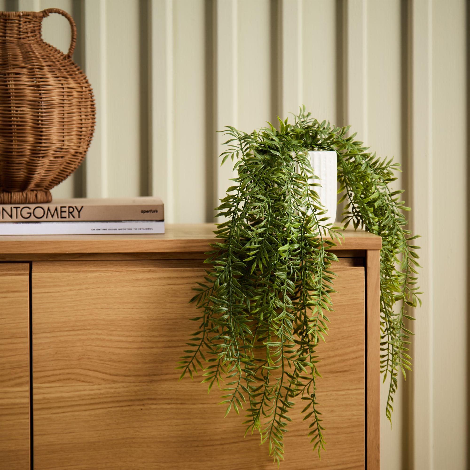 Sainsbury's Home Artificial Hanging Fern in Ceramic Pot thumbnail 2