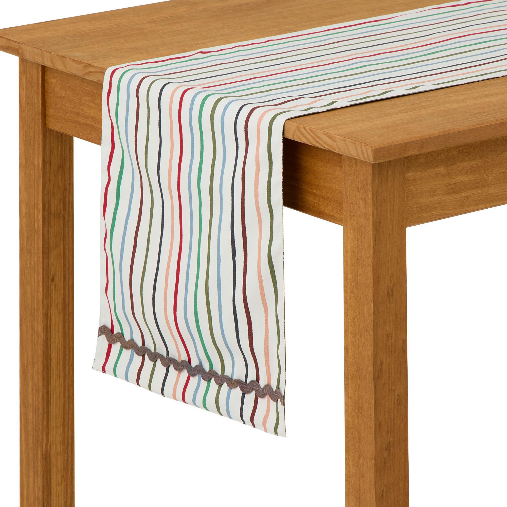 Habitat Floral & Stripe Reversible Cotton Table Runner - Green thumbnail 4
