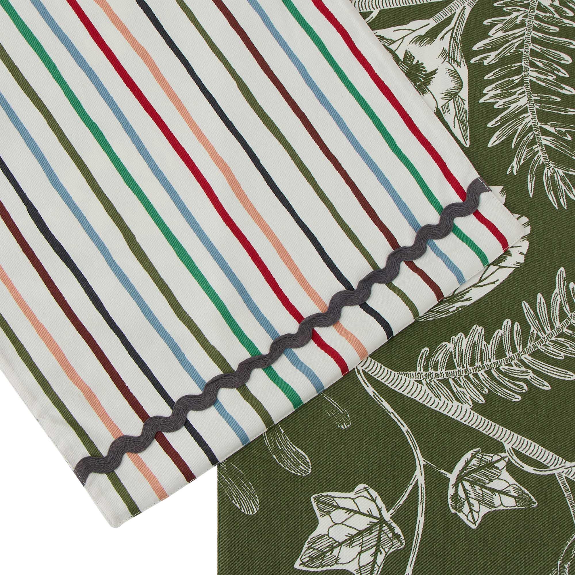 Habitat Floral & Stripe Reversible Cotton Table Runner - Green thumbnail 5