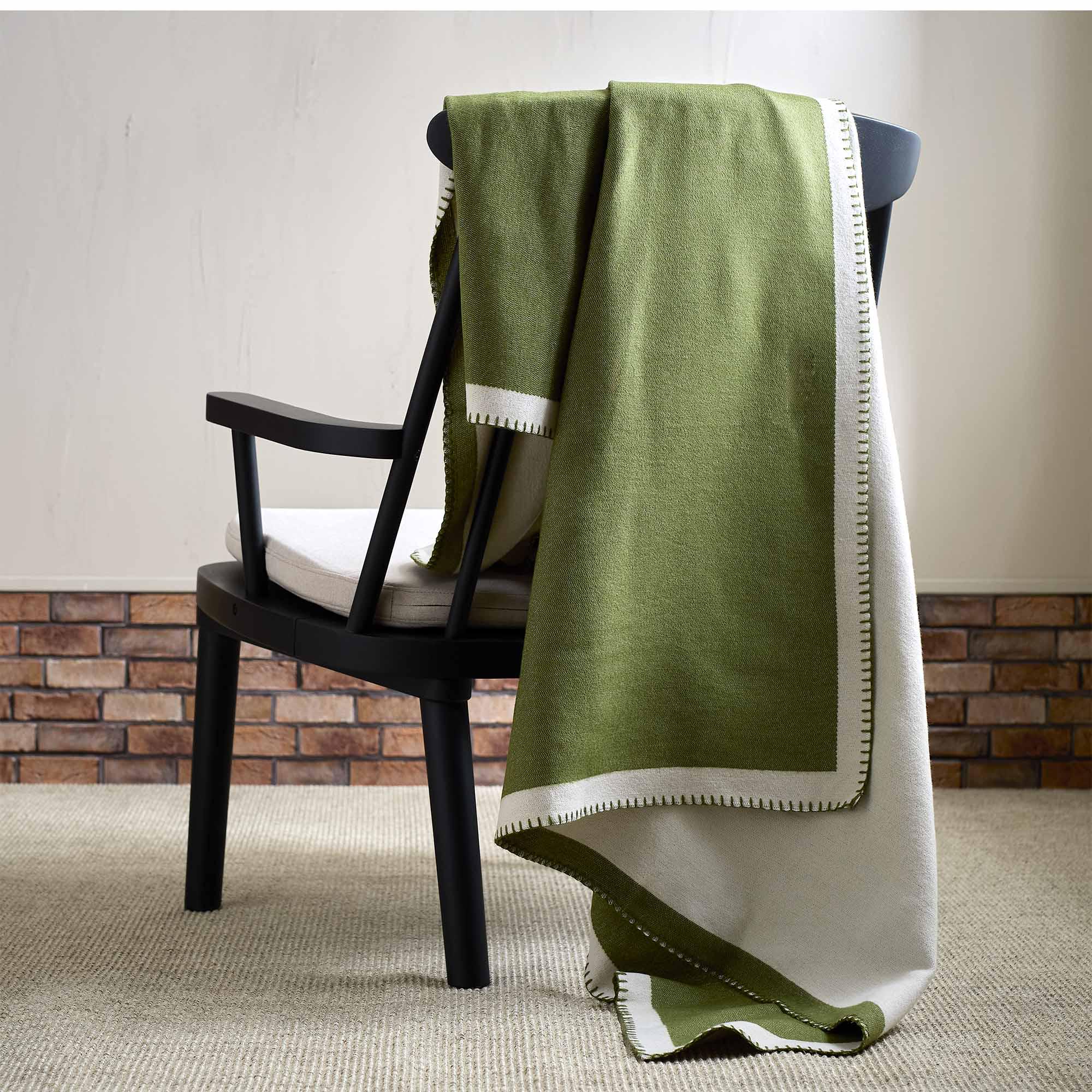 Habitat Blanket Stitch Throw - Green - 125x150 thumbnail 2