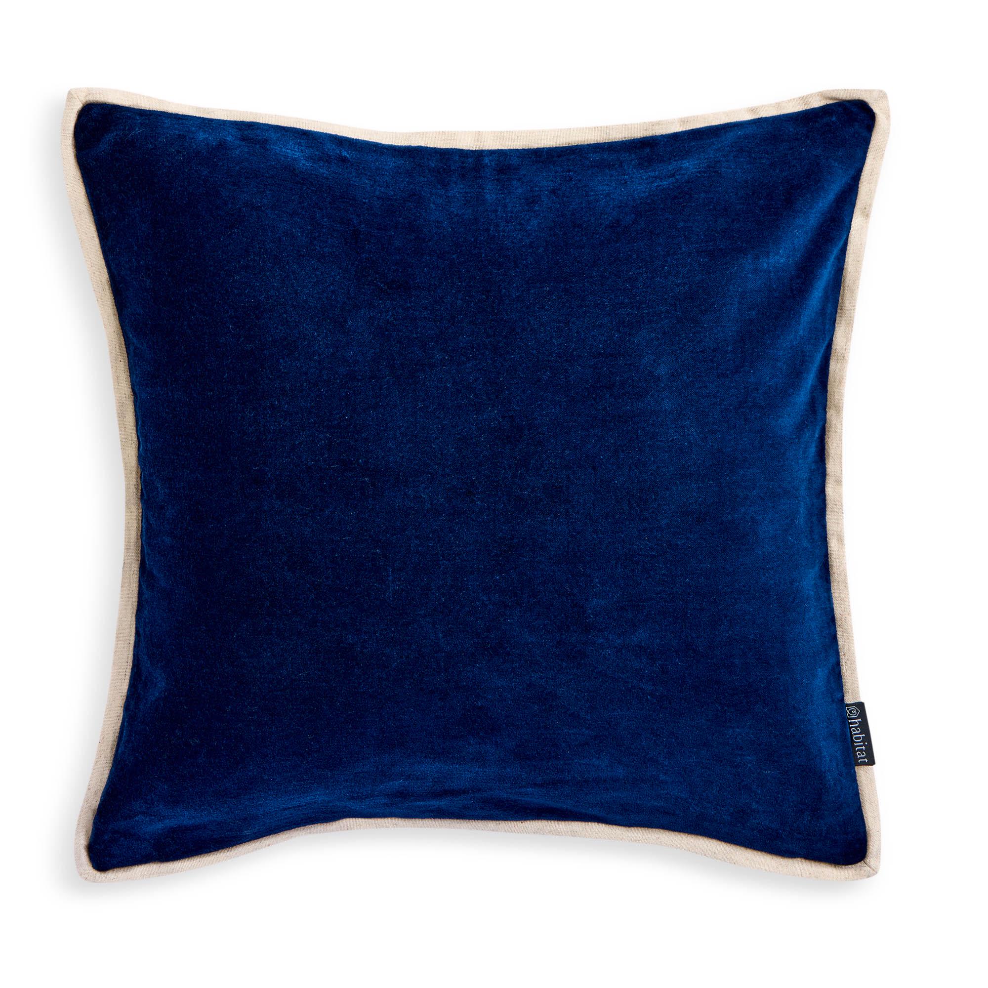 Habitat Cotton Velvet Cushion - Navy - 43x43