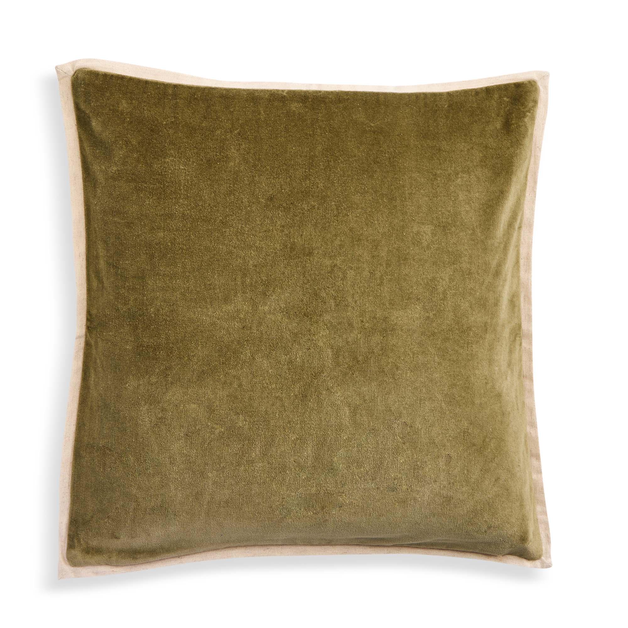 Habitat Cotton Velvet Cushion - Khaki - 43x43 thumbnail 3