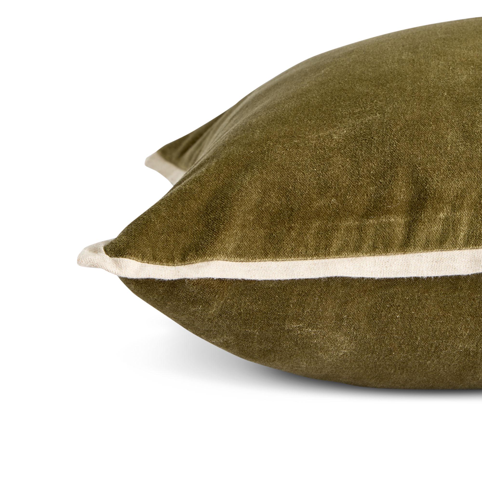 Habitat Cotton Velvet Cushion - Khaki - 43x43 thumbnail 4