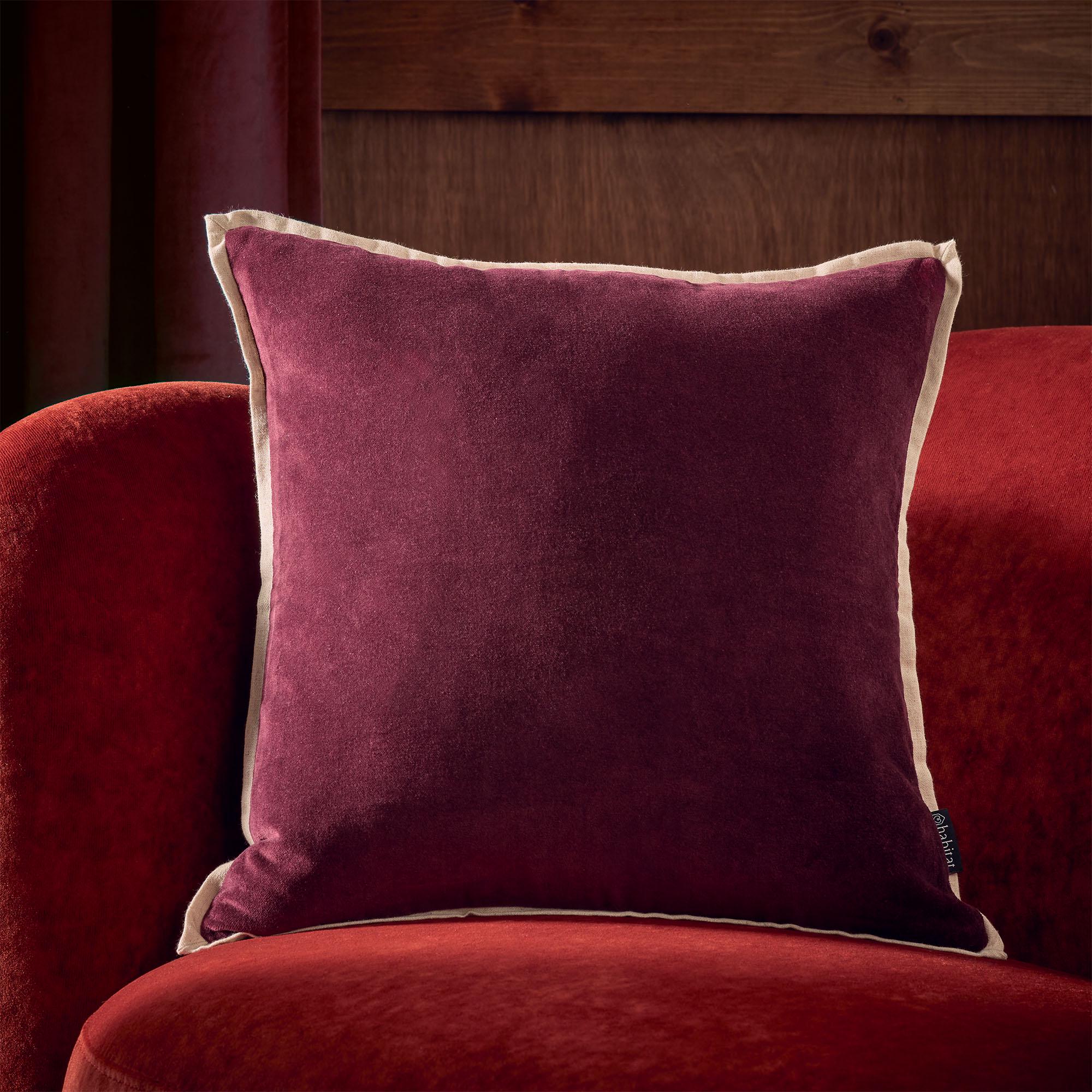 Habitat Cotton Velvet Cushion - Fig - 43x43