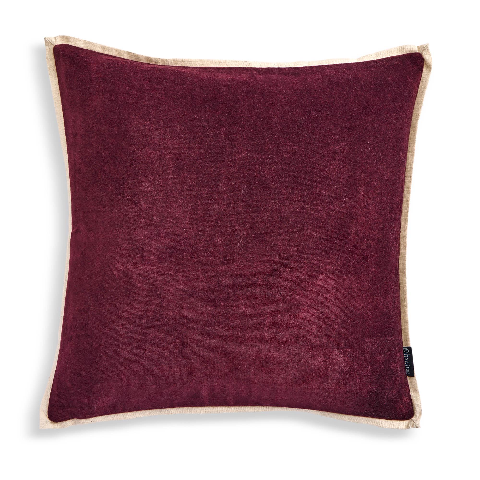 Habitat Cotton Velvet Cushion - Fig - 43x43 thumbnail 3