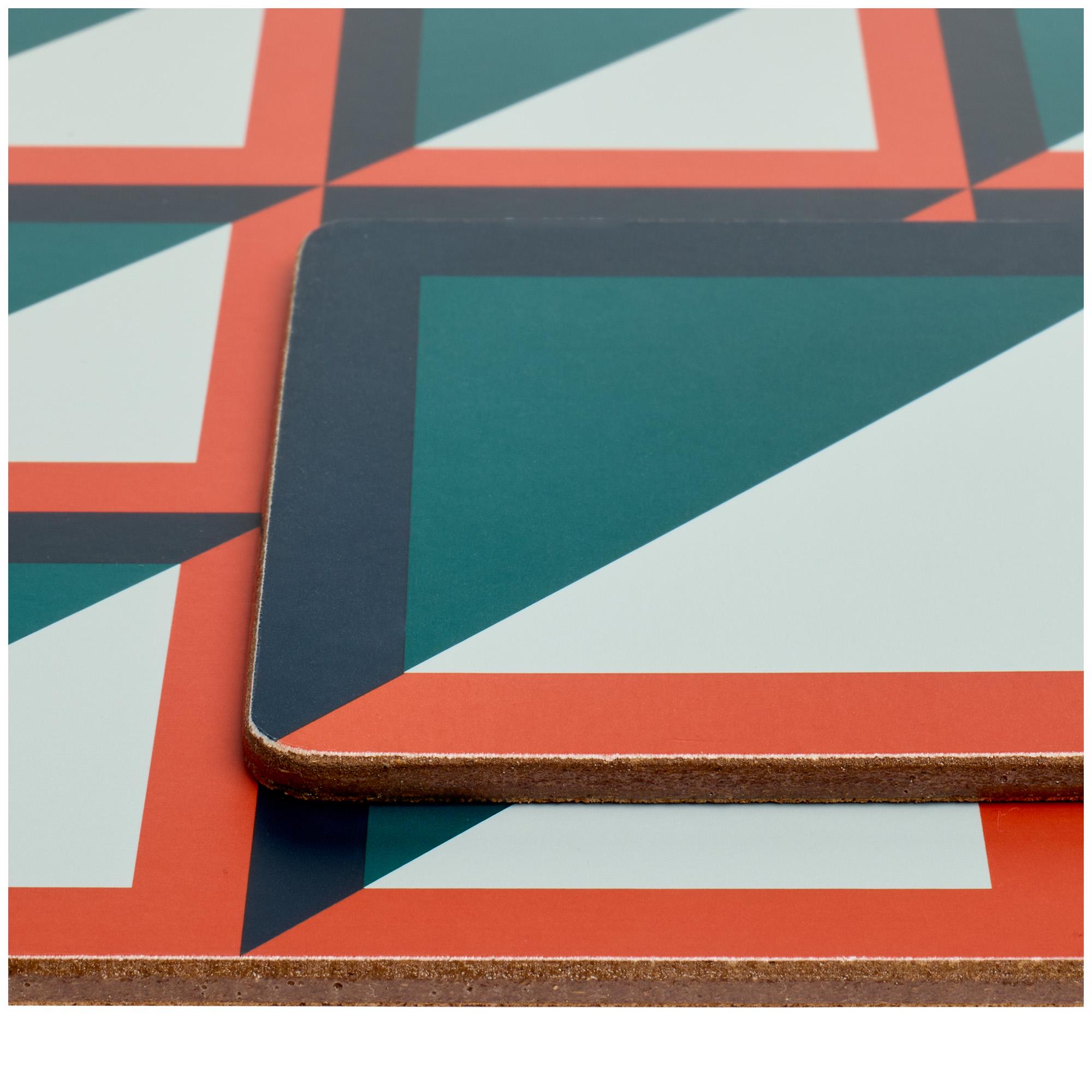 Habitat Pack of 4 Geo Cube Printed Corkback Placemats thumbnail 2