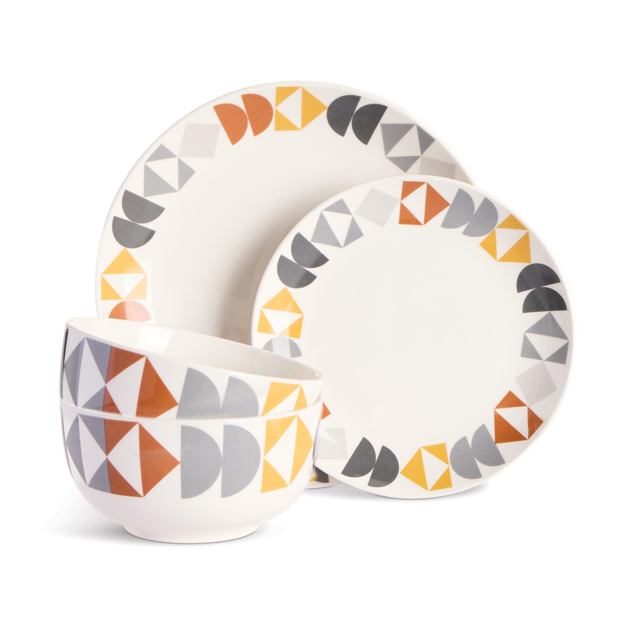 Sainsbury's Home Pack of 12 Geo Decal Dinner Set