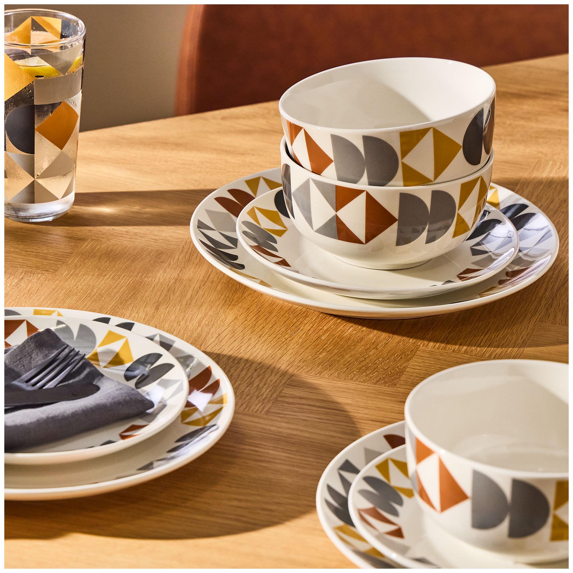 Sainsbury's Home Pack of 12 Geo Decal Dinner Set thumbnail 4