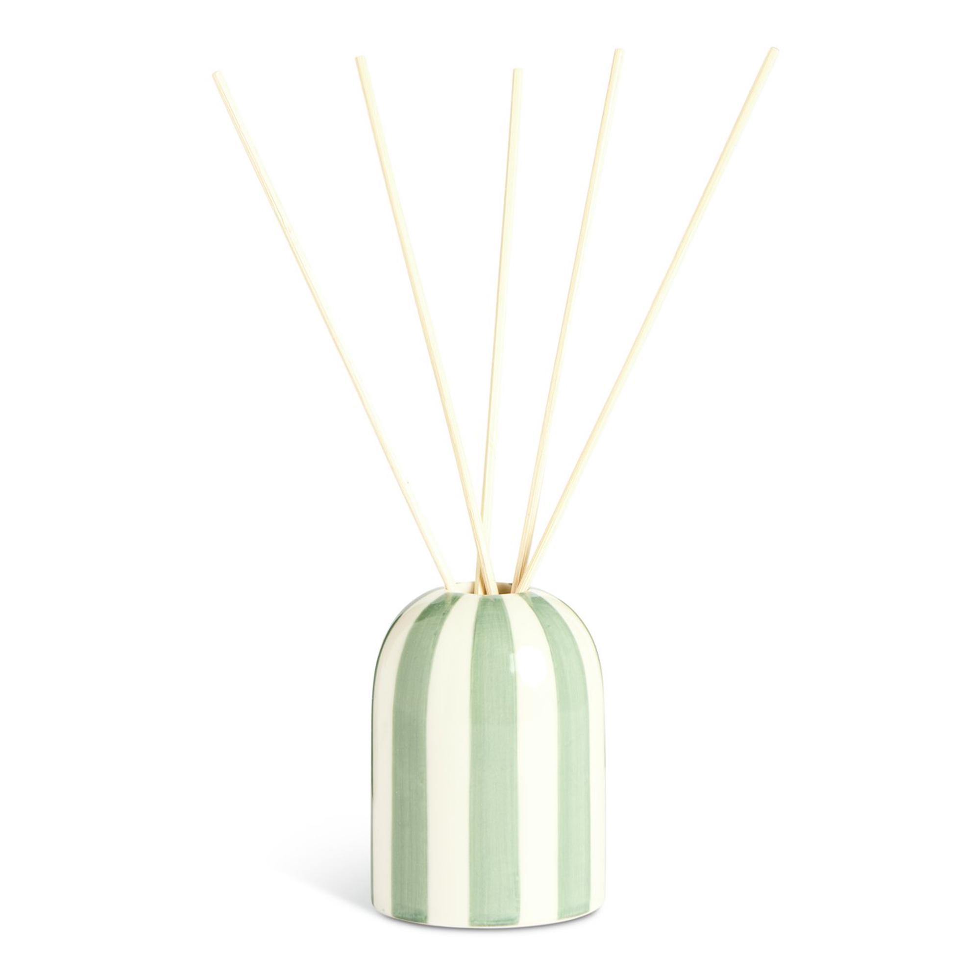 Habitat Stripe Bergamot & Ginger Ceramic Large Diffuser - Green