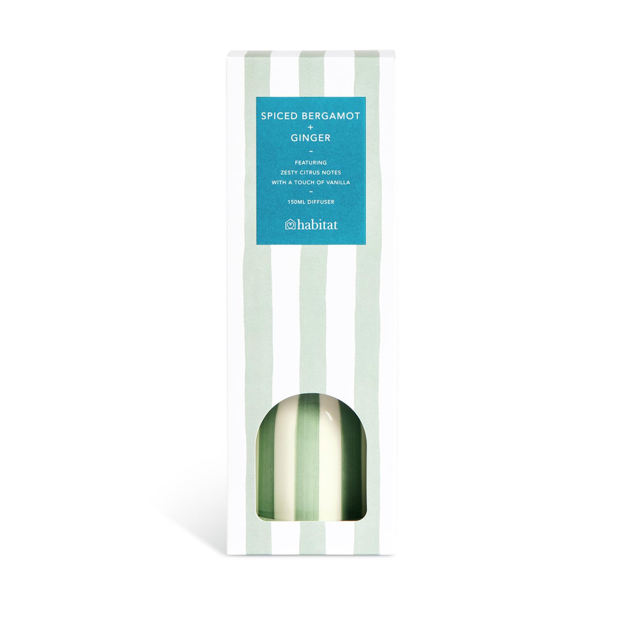 Habitat Stripe Bergamot & Ginger Ceramic Large Diffuser - Green thumbnail 2