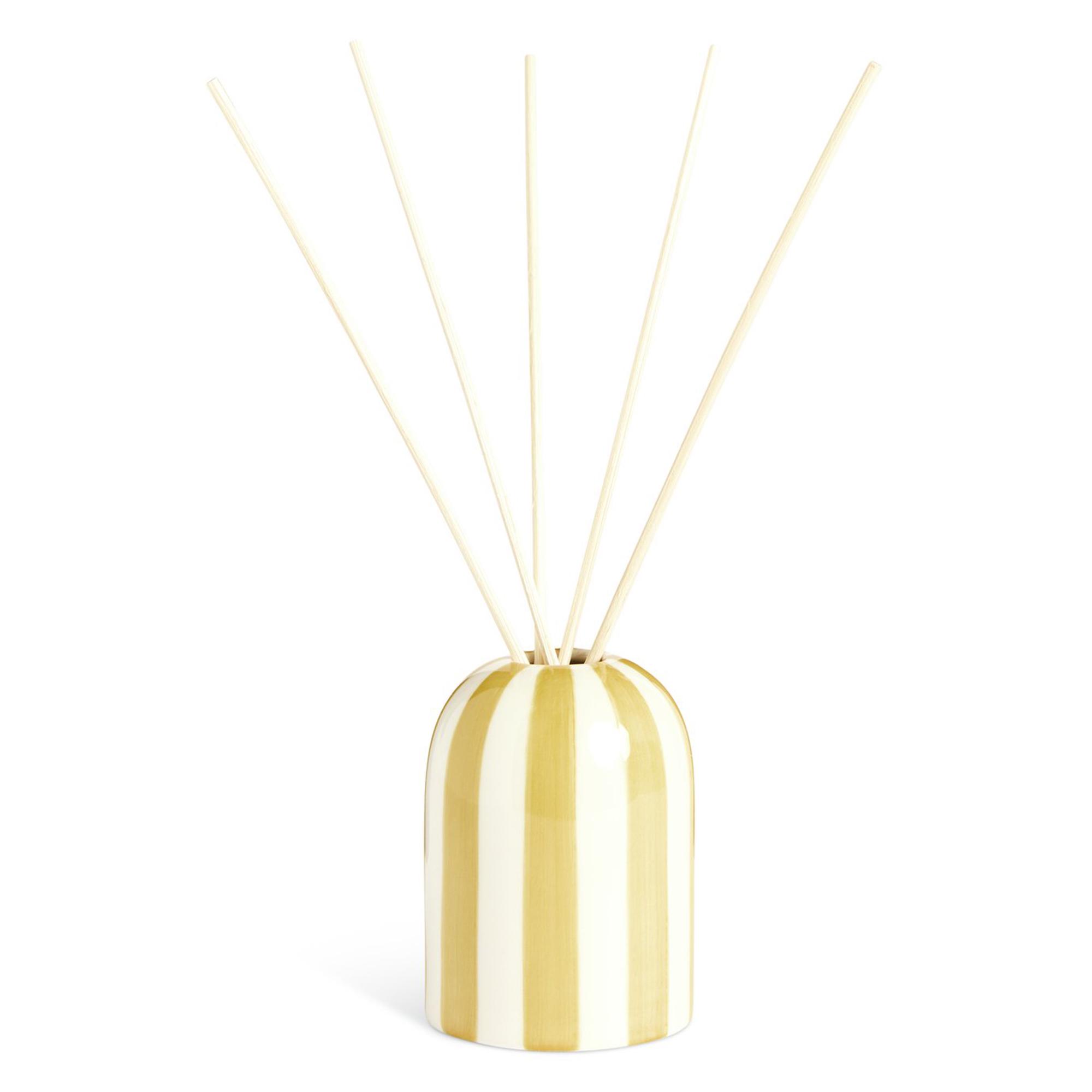 Habitat Stripe Wild Basil & Lemon Ceramic Large Diffuser - Mustard