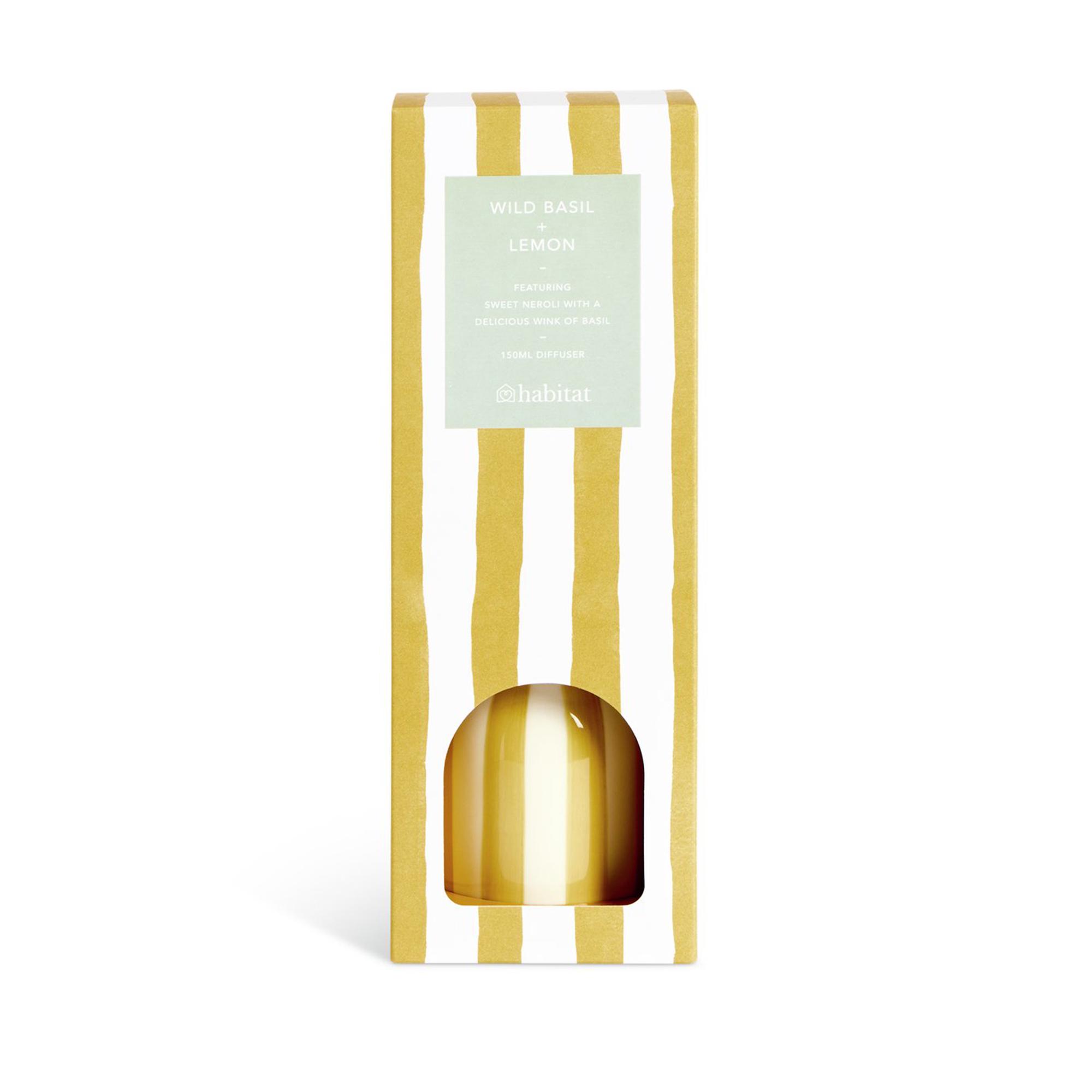 Habitat Stripe Wild Basil & Lemon Ceramic Large Diffuser - Mustard thumbnail 2