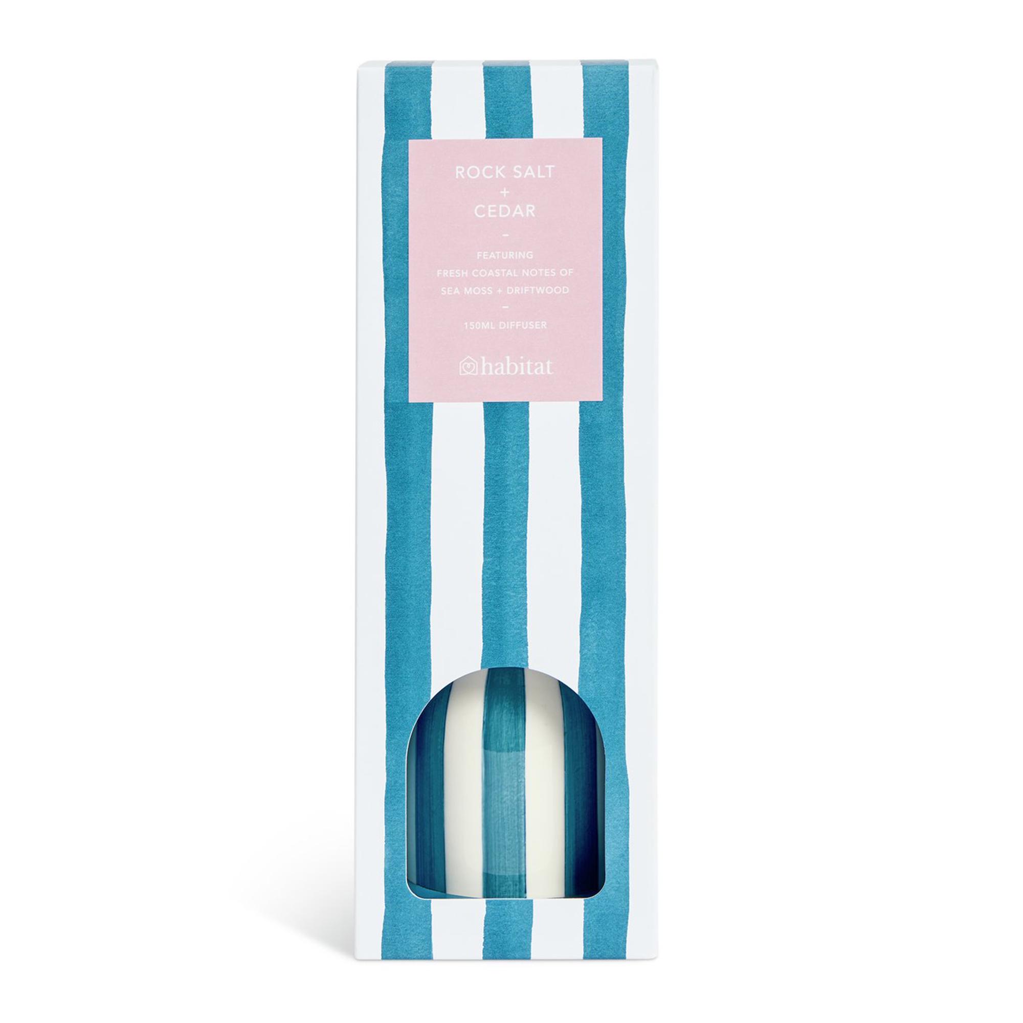 Habitat Stripe Rock Salt & Cedar Ceramic Large Diffuser - Blue thumbnail 2