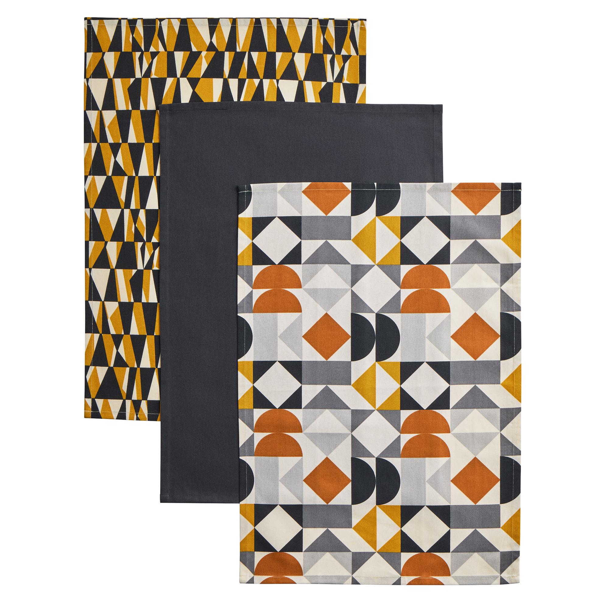 Sainsbury's Home Pack of 3 Geo Printed Teatowels thumbnail 3
