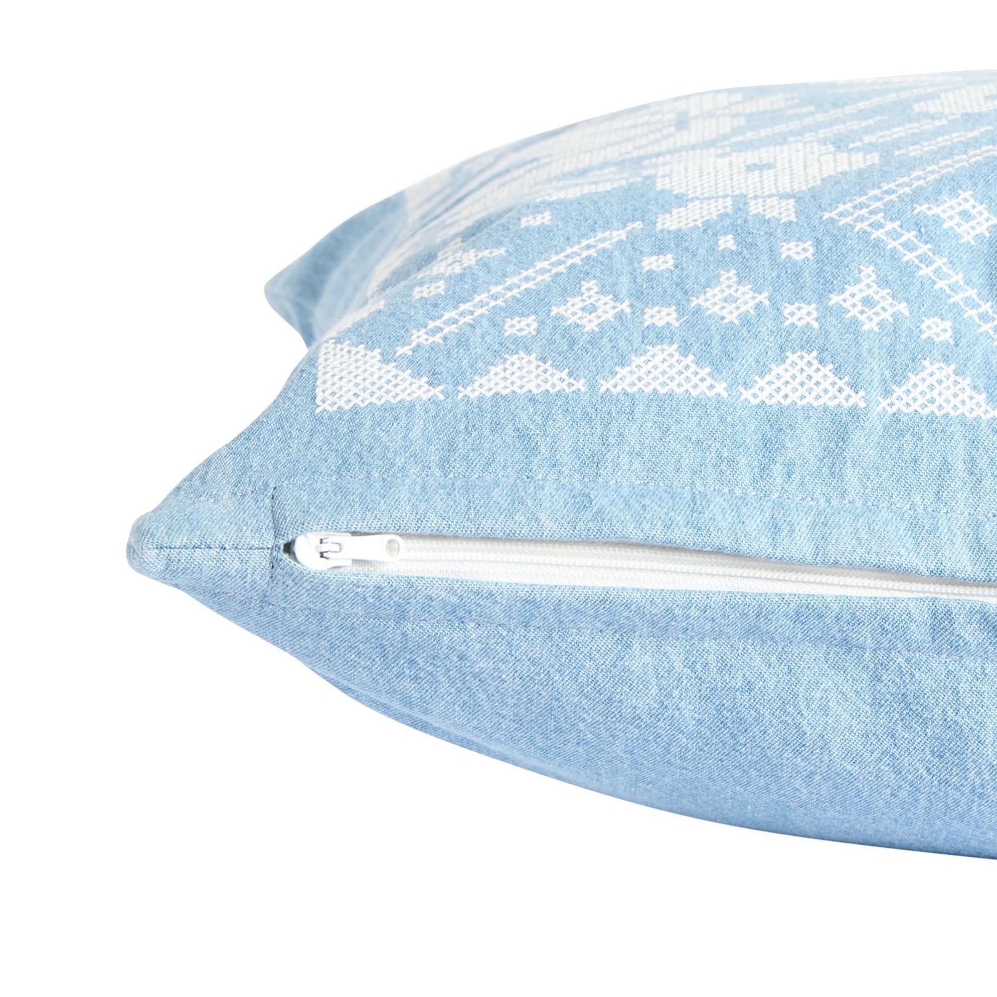 Habitat Folk Floral Stitch Denim Cushion - 43x43 thumbnail 3