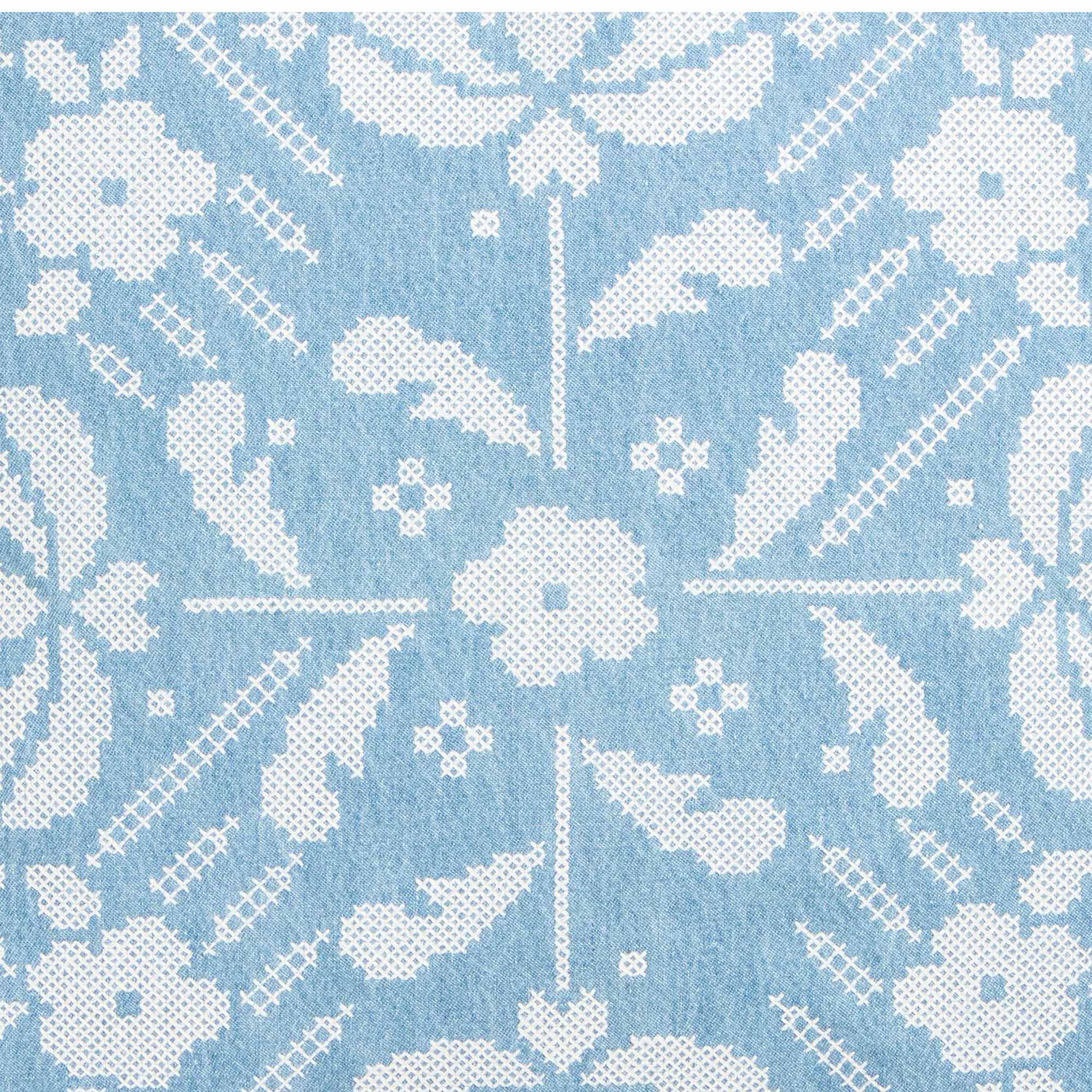 Habitat Folk Floral Stitch Denim Cushion - 43x43 thumbnail 4
