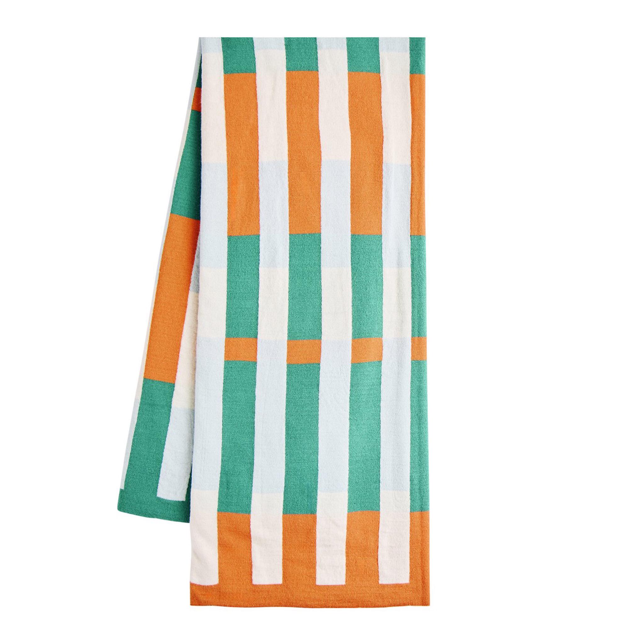 Habitat Mid Century Knitted Throw - Blue & Rust - 125x150 thumbnail 2