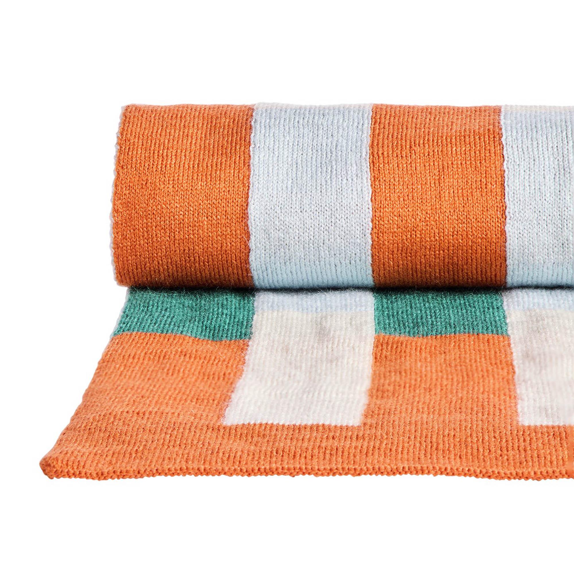 Habitat Mid Century Knitted Throw - Blue & Rust - 125x150 thumbnail 4