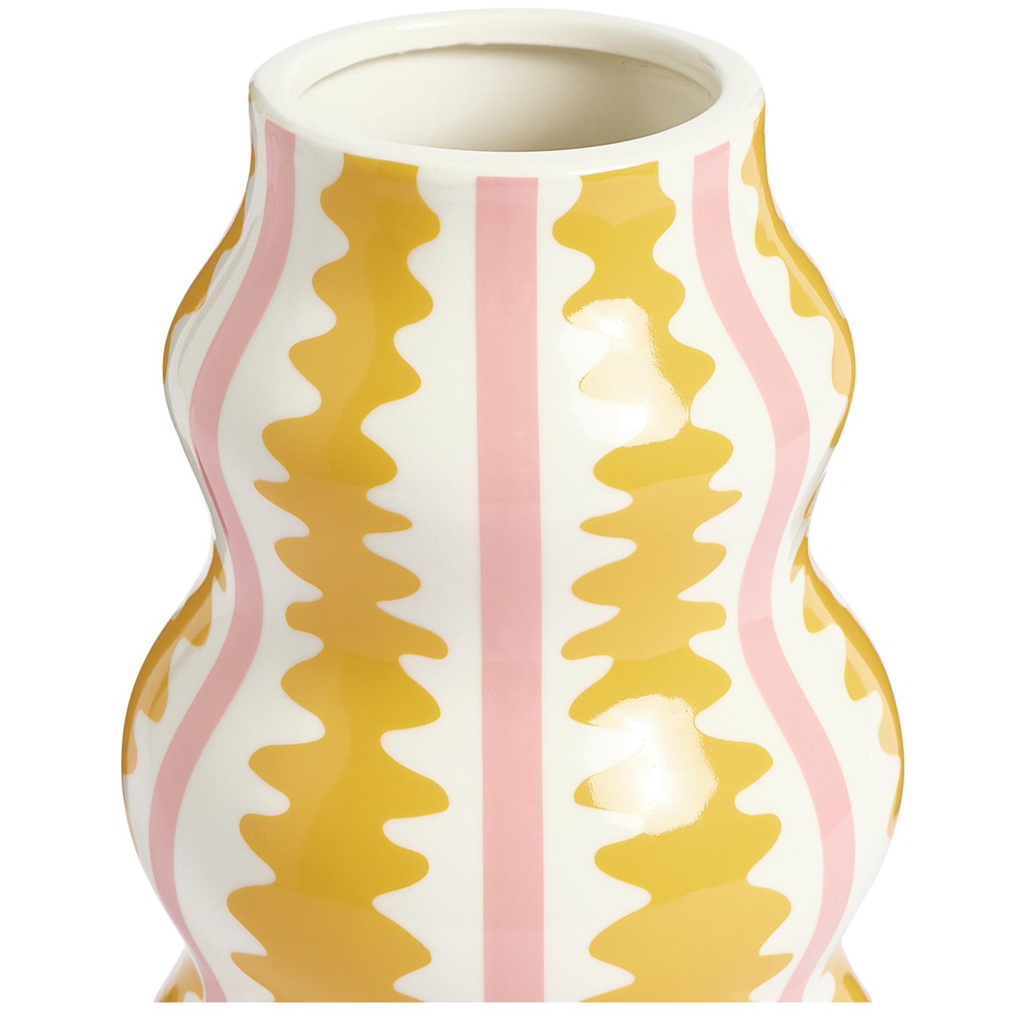 Habitat Pink & Yellow Stripe Ceramic Wiggle Vase thumbnail 2