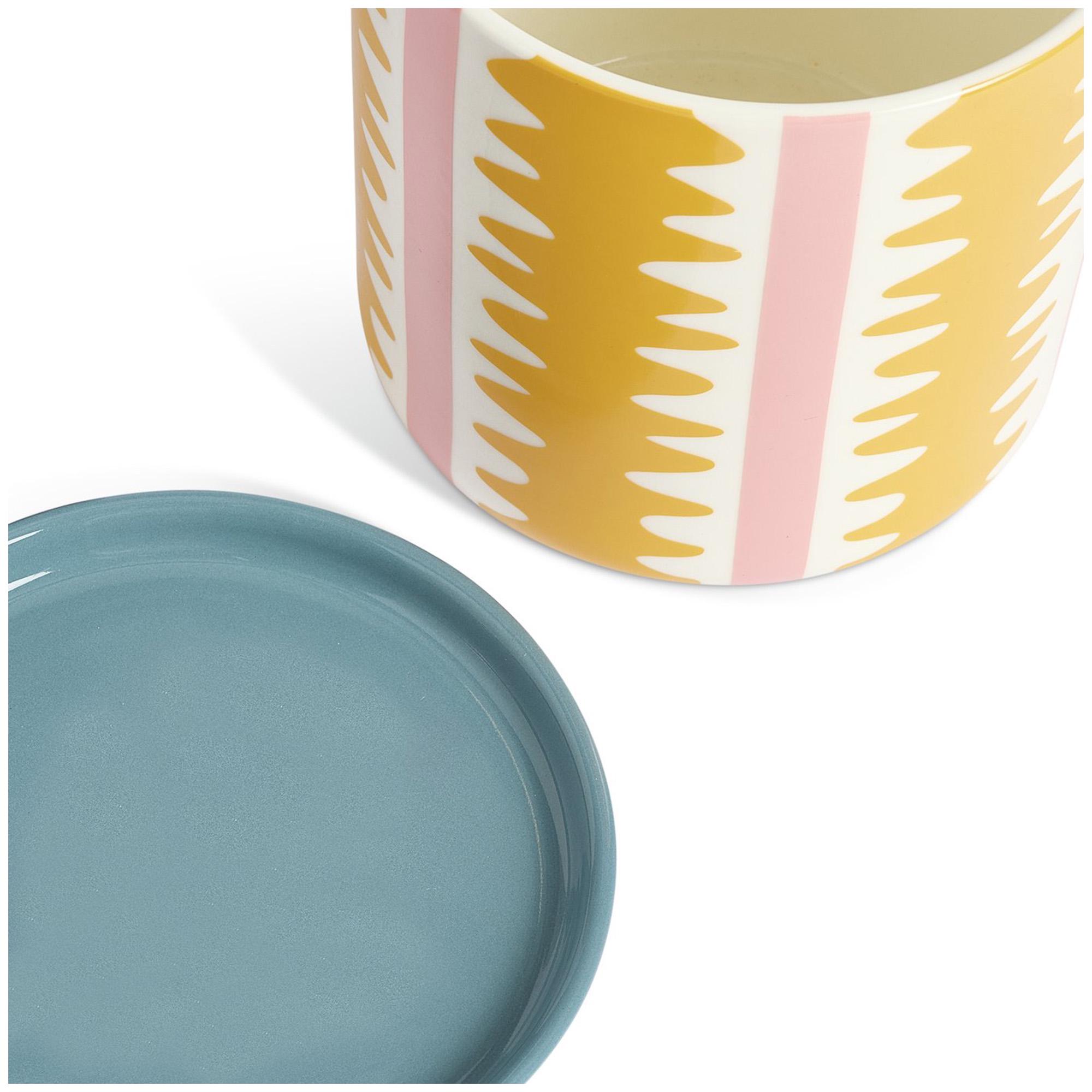 Habitat Stripe Ceramic Planter With Saucer - Yellow thumbnail 2