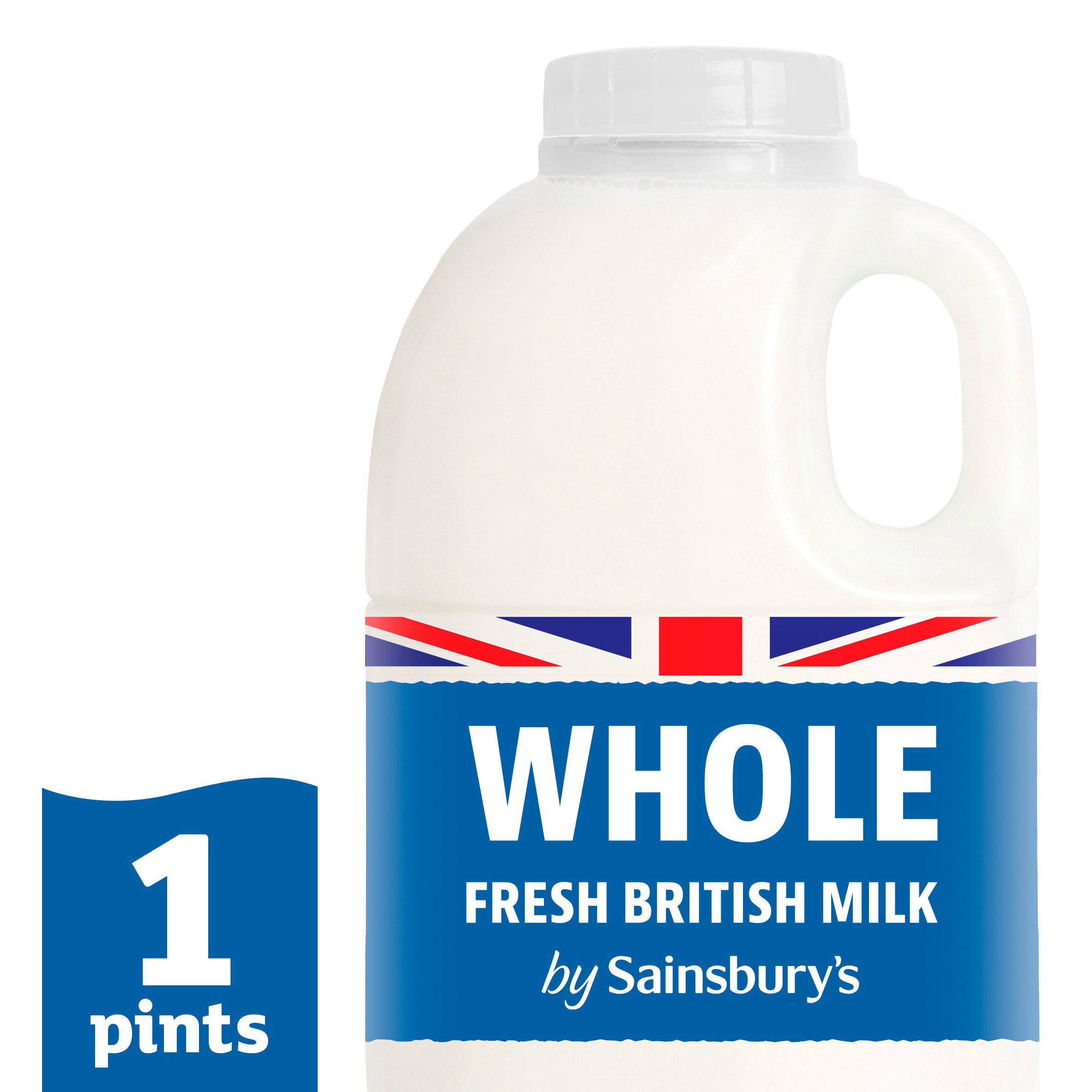 Sainsbury's British Whole Milk 568ml (1 pint)