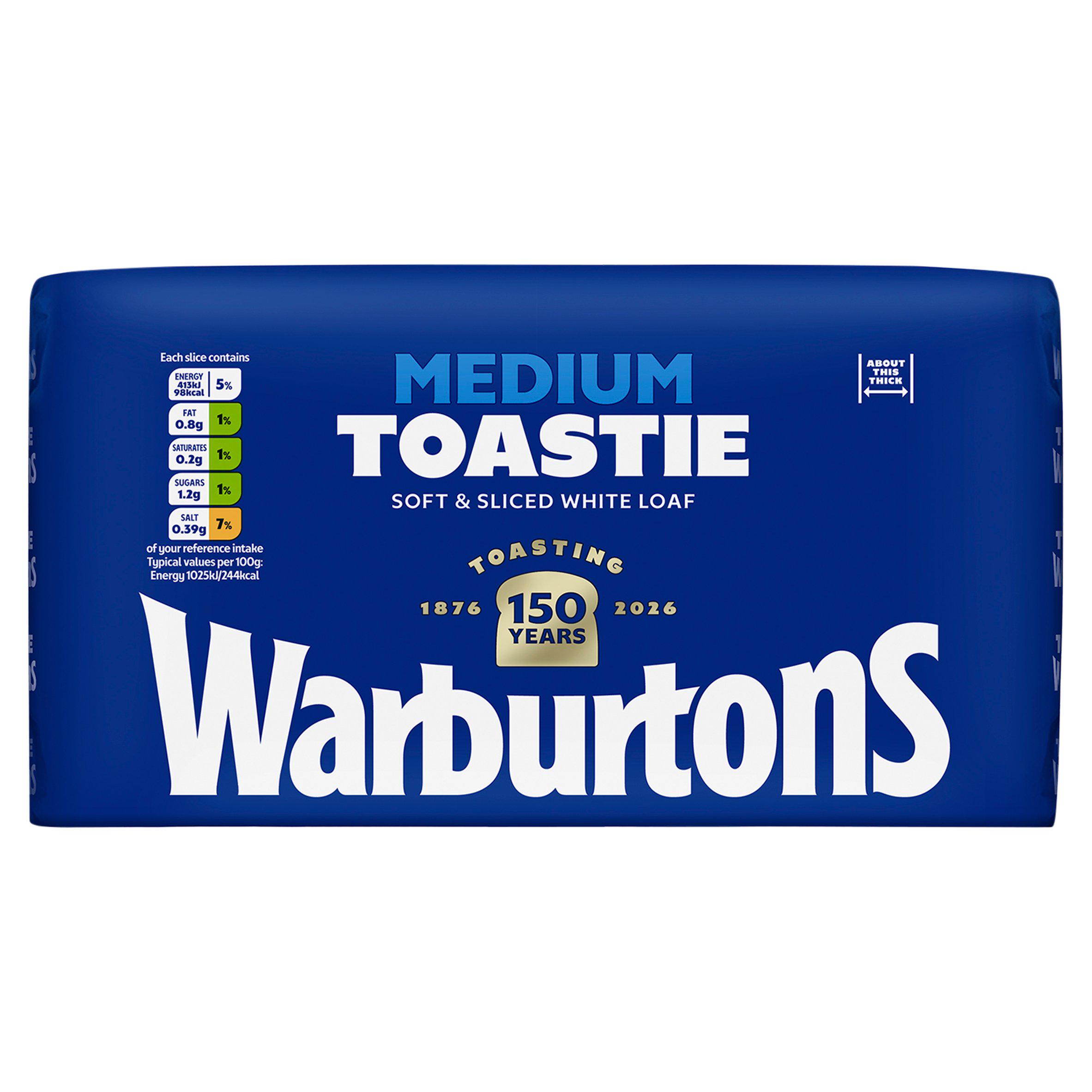 Warburtons Medium Sliced White Bread 800g