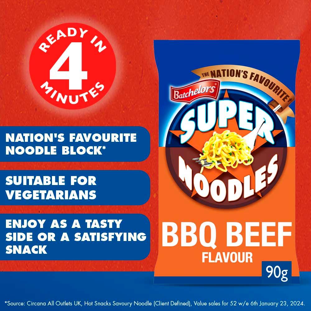 Batchelors Super Noodles, BBQ Beef 90g thumbnail 2