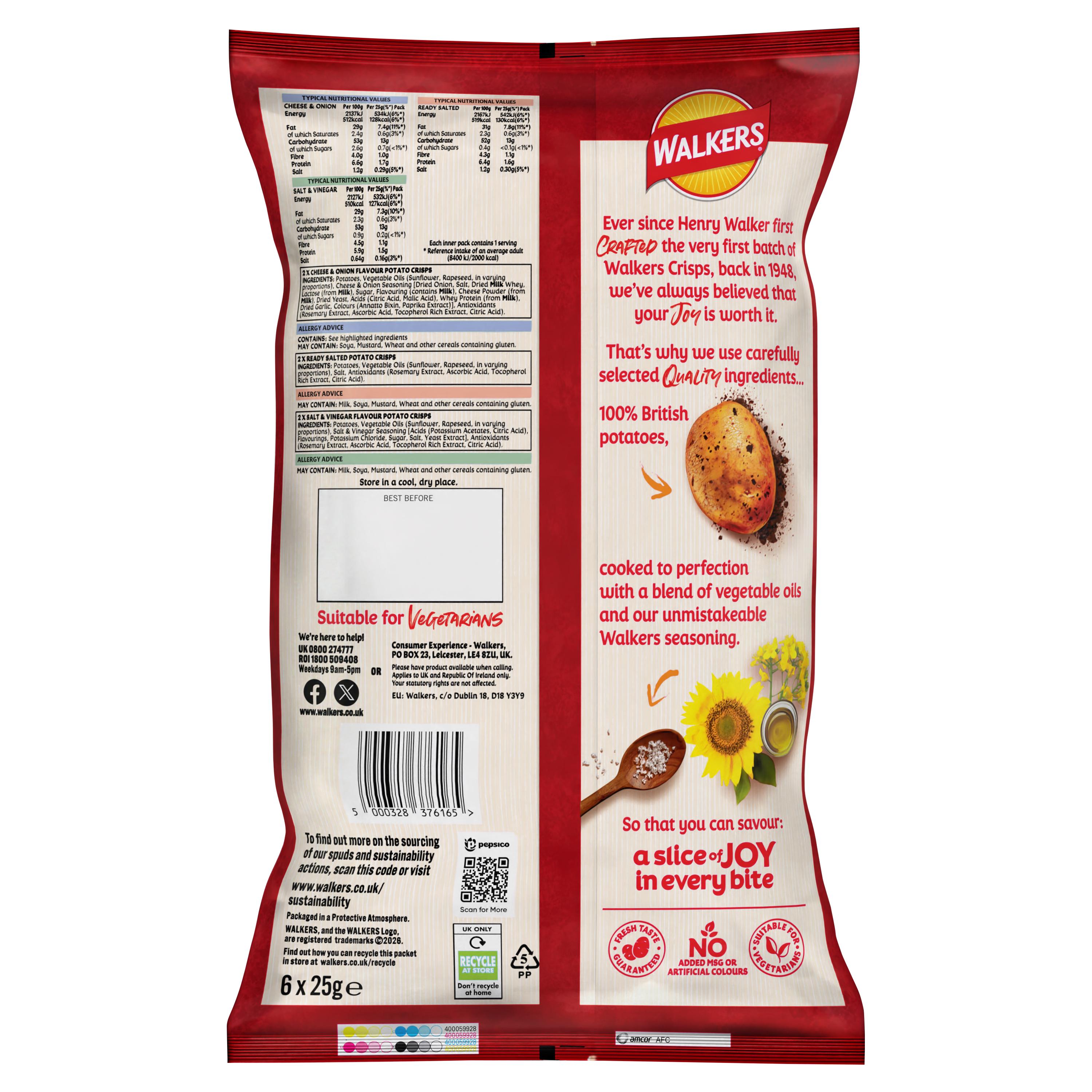 Walkers Classic Variety Multipack Crisps 6x25g thumbnail 6