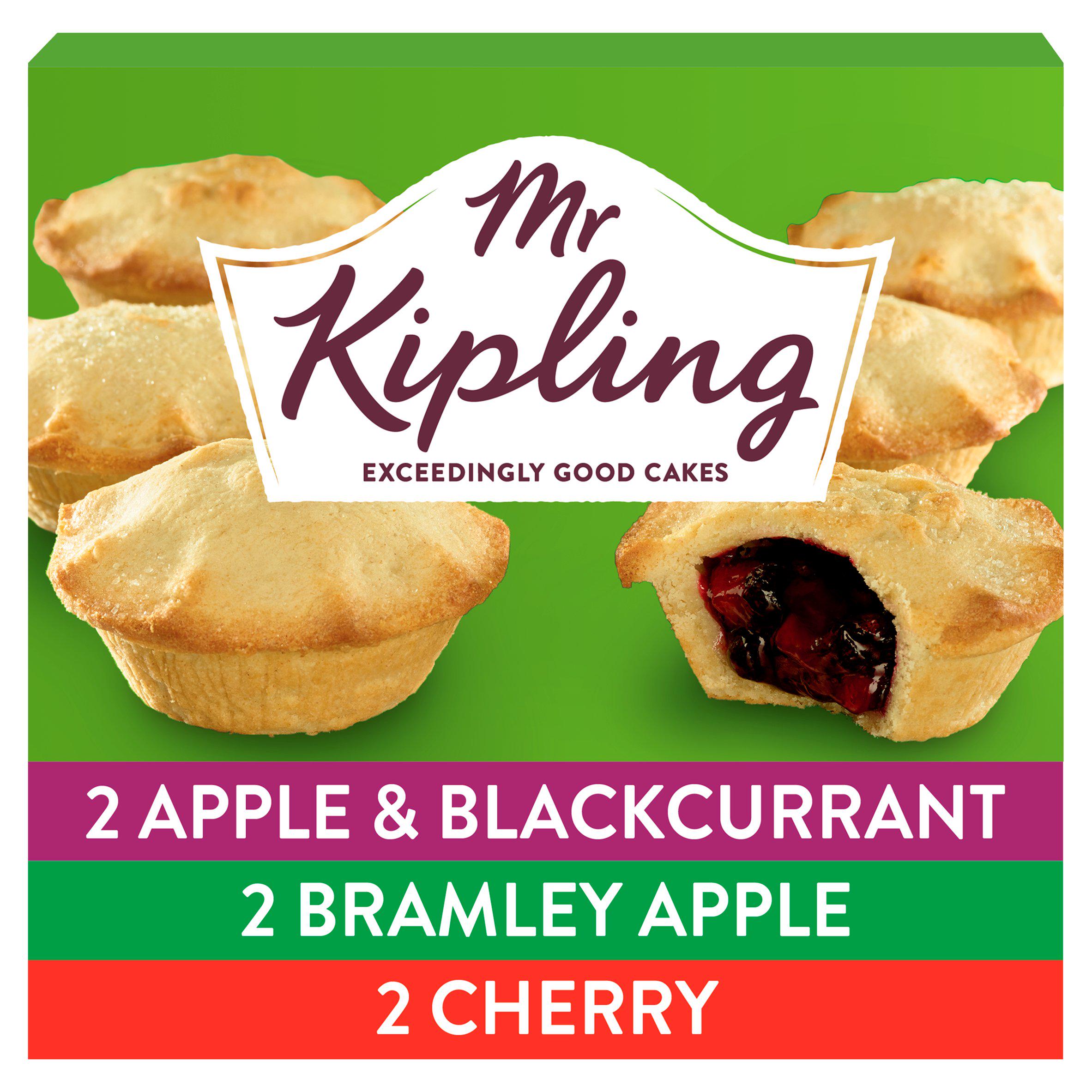Mr Kipling Apple, Blackcurrant & Cherry Fruit Pies Cakes x6