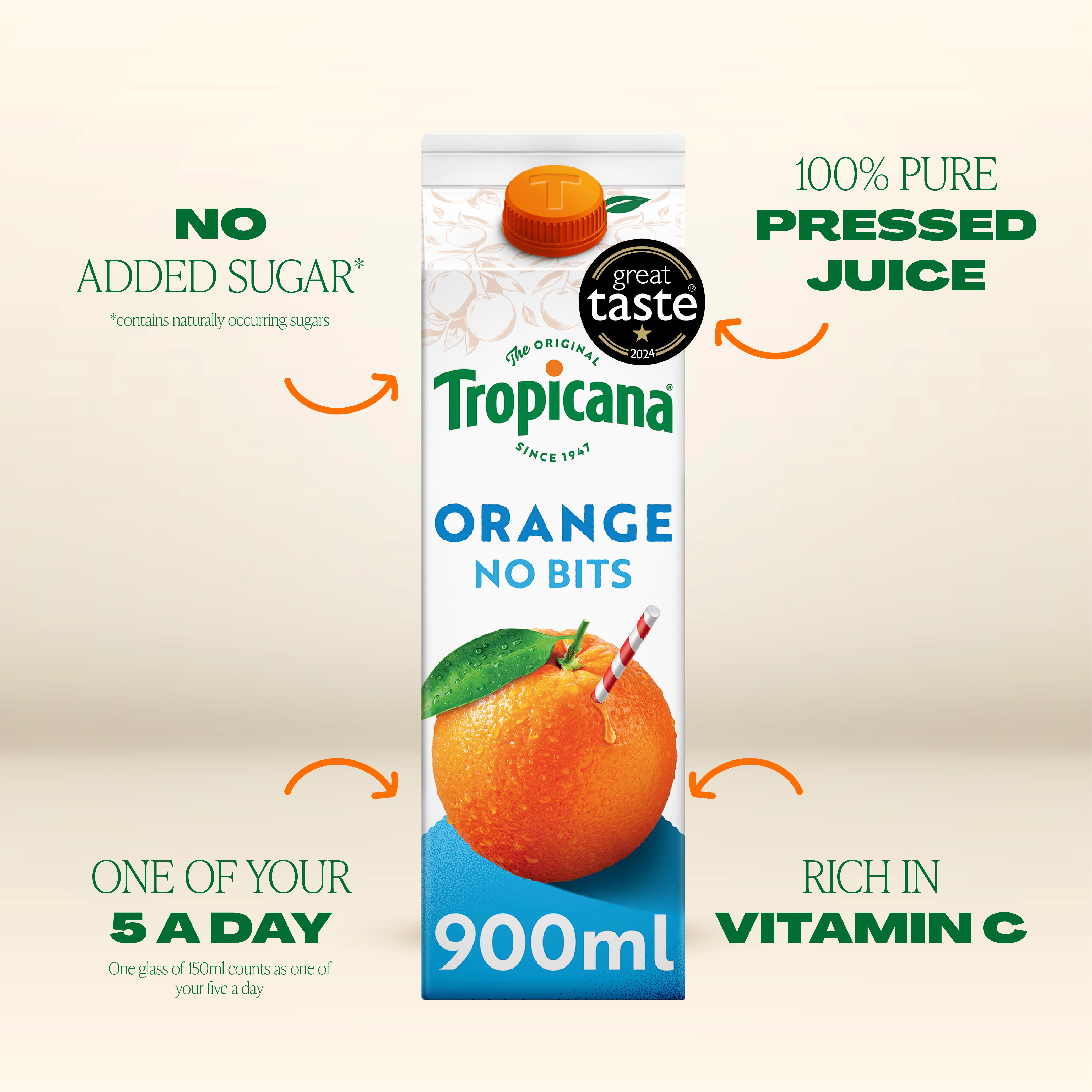 Tropicana Smooth Orange Fruit Juice 900ml thumbnail 2