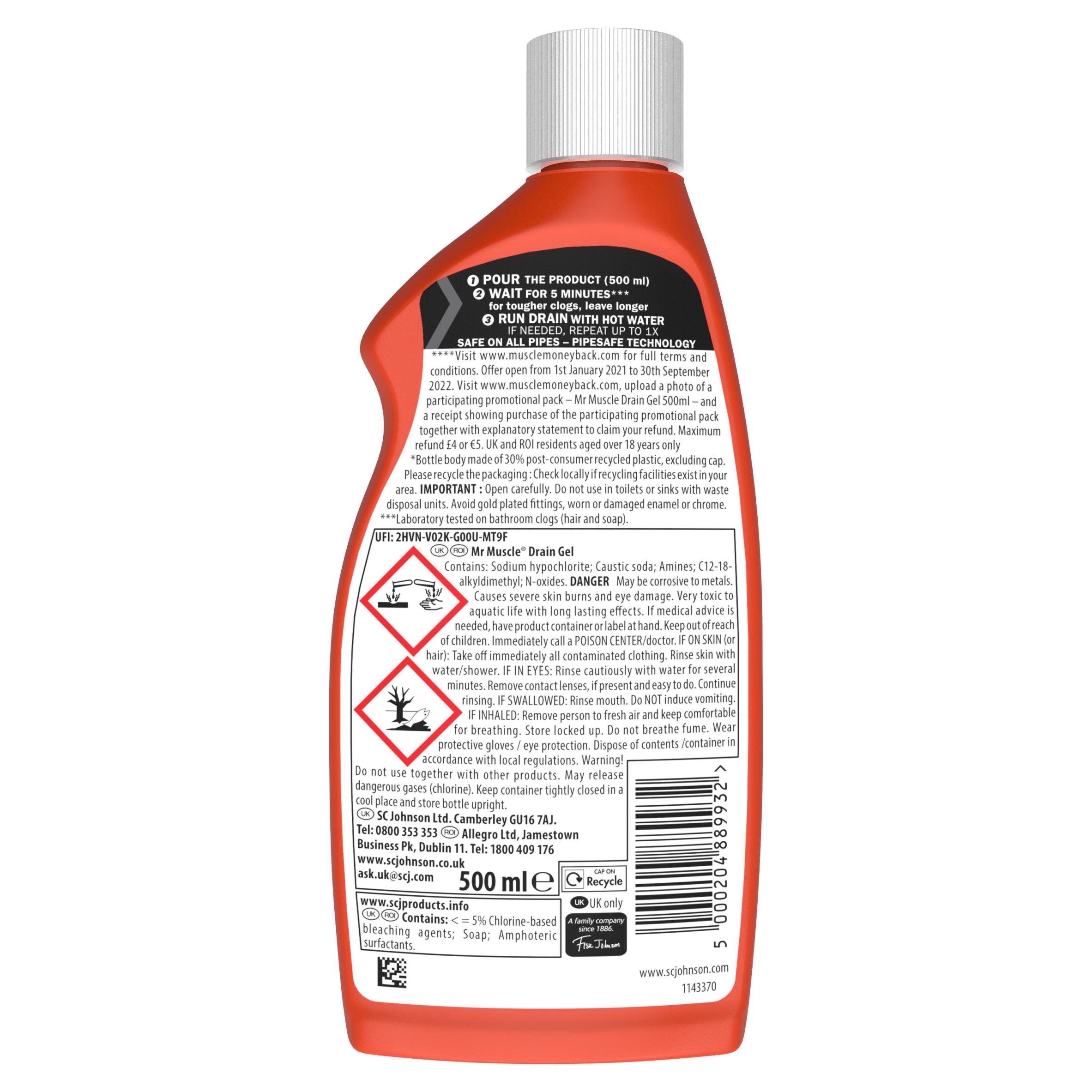 Mr Muscle Max Drain Unblocker Gel 500ml thumbnail 2