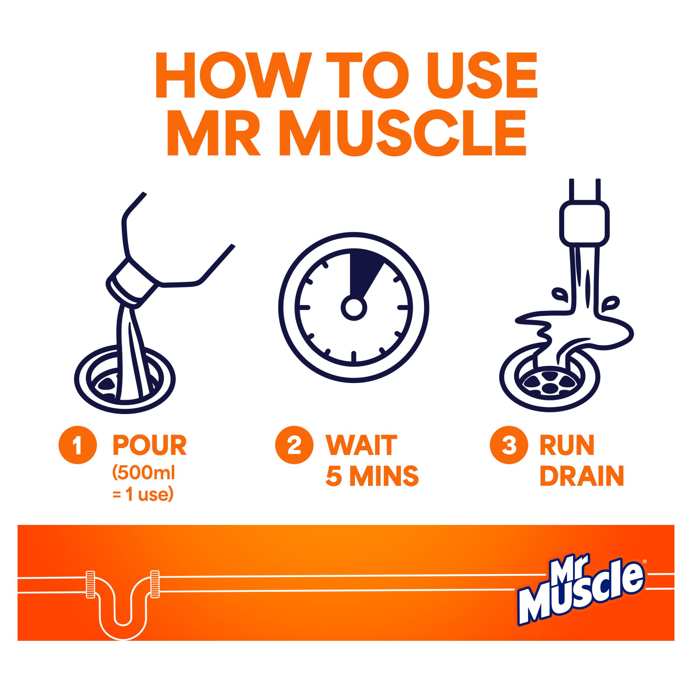 Mr Muscle Max Drain Unblocker Gel 500ml thumbnail 3