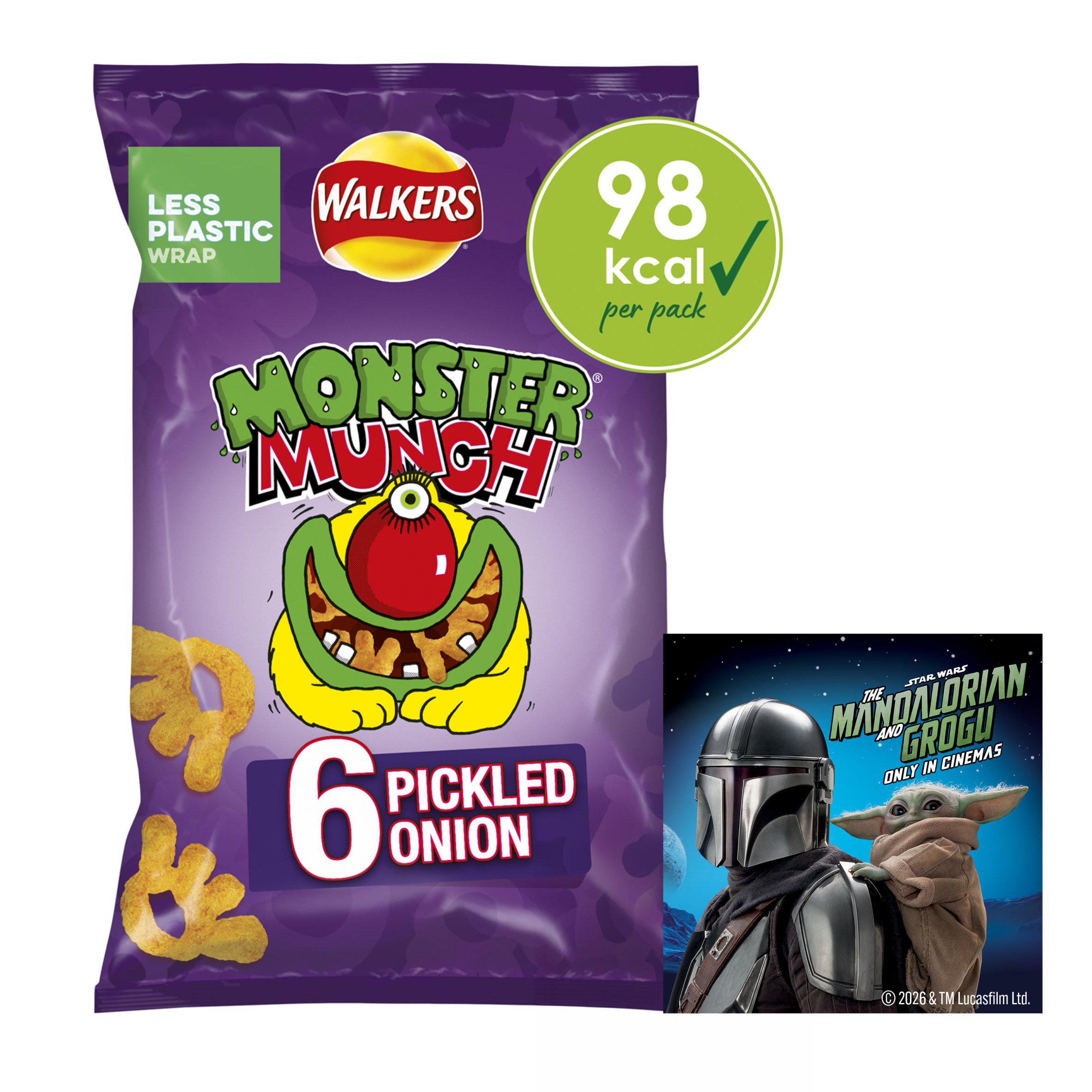 Walkers Monster Munch Pickled Onion Multipack Crisps Snacks 6x20g