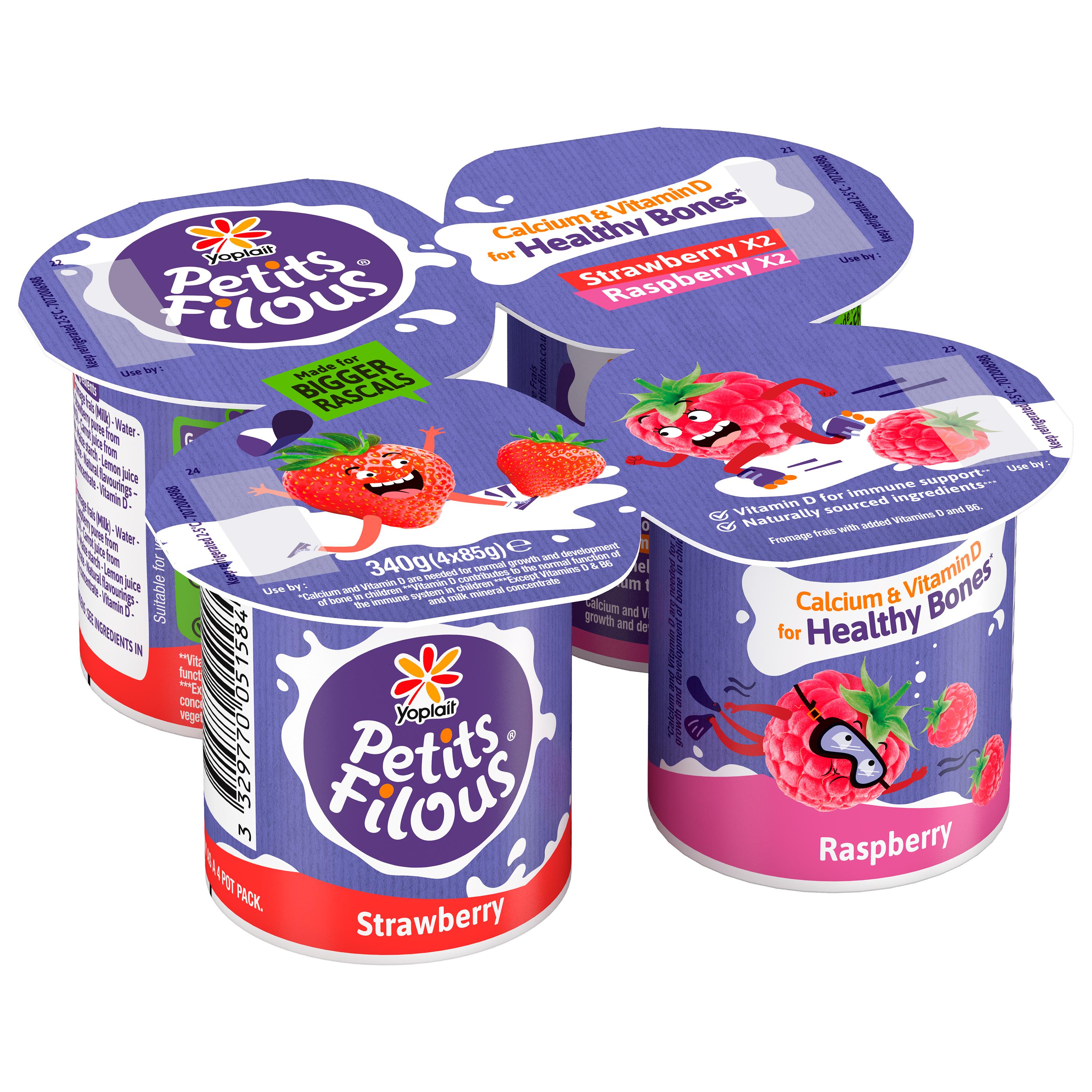 Petits Filous Kids Strawberry & Raspberry Yoghurt 4x85g thumbnail 2