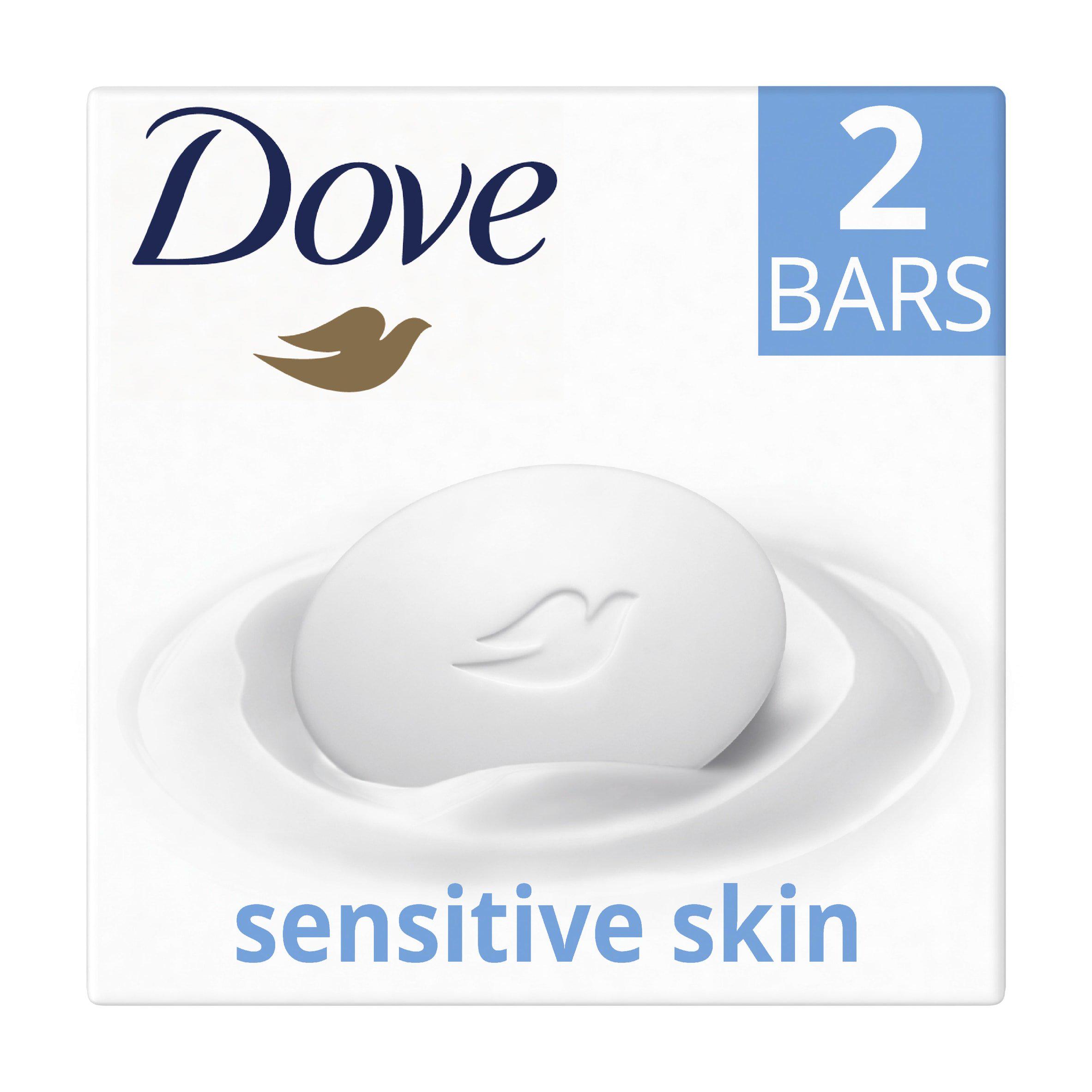 Dove 2 x 90g Pure & Sensitive Skin Hypoallergenic Beauty Bar Cream Soap