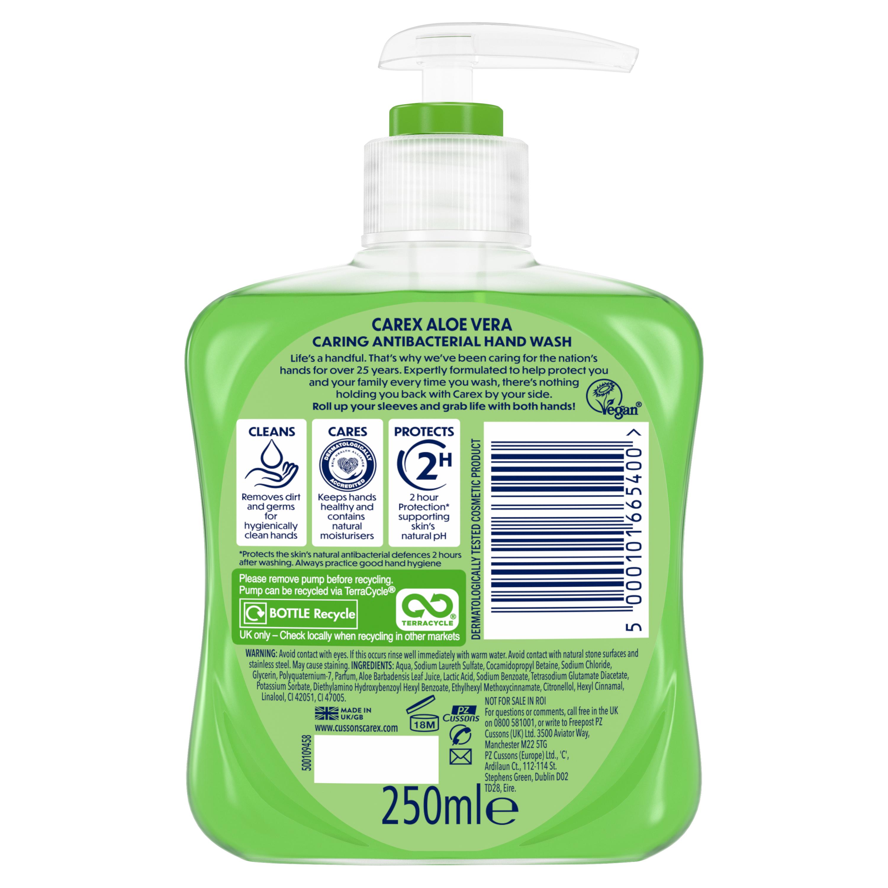 Carex 250ml Aloe Vera Antibacterial Handwash thumbnail 2