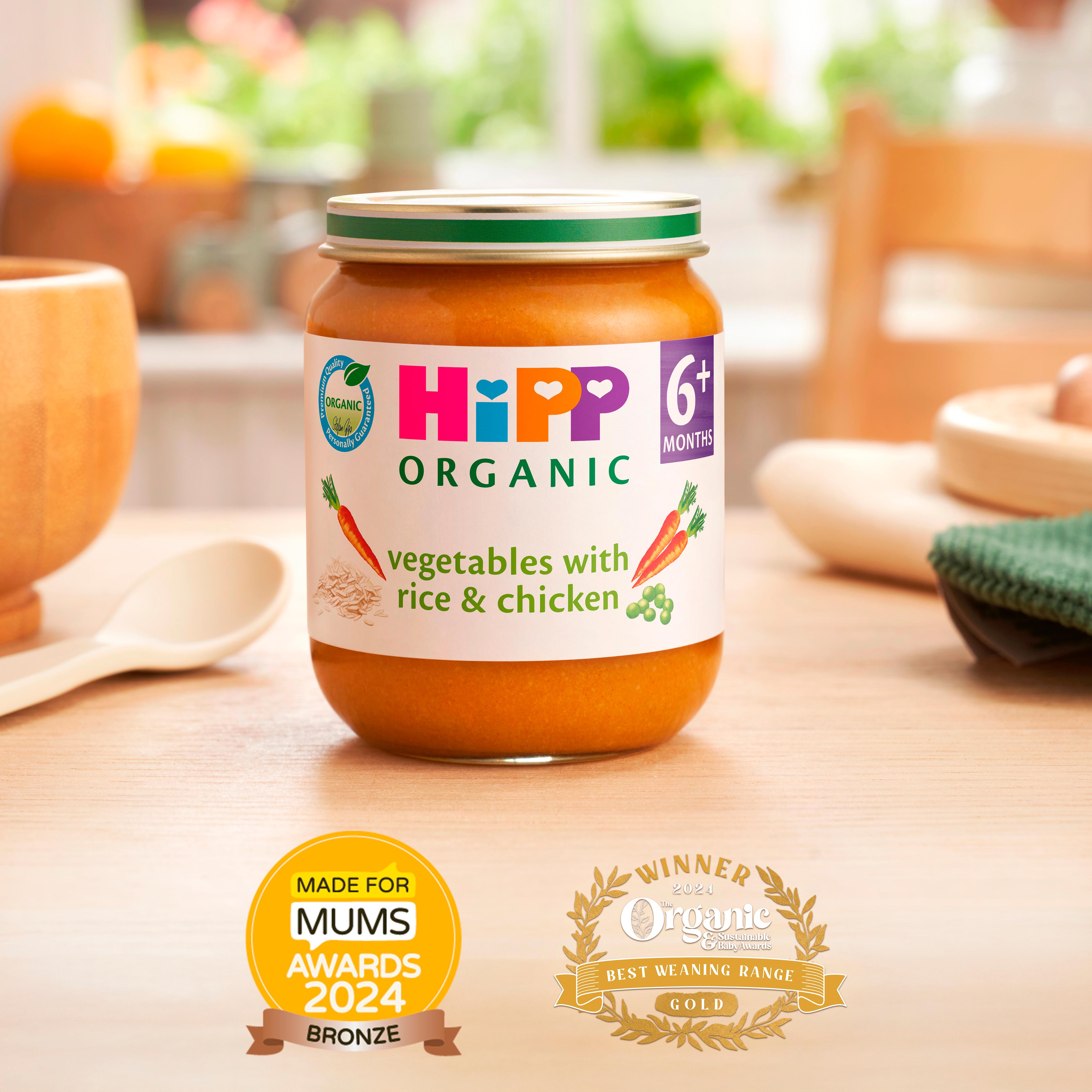 HiPP Organic Vegetables with Rice & Chicken Baby Food Jar 6+ Months 125g thumbnail 2