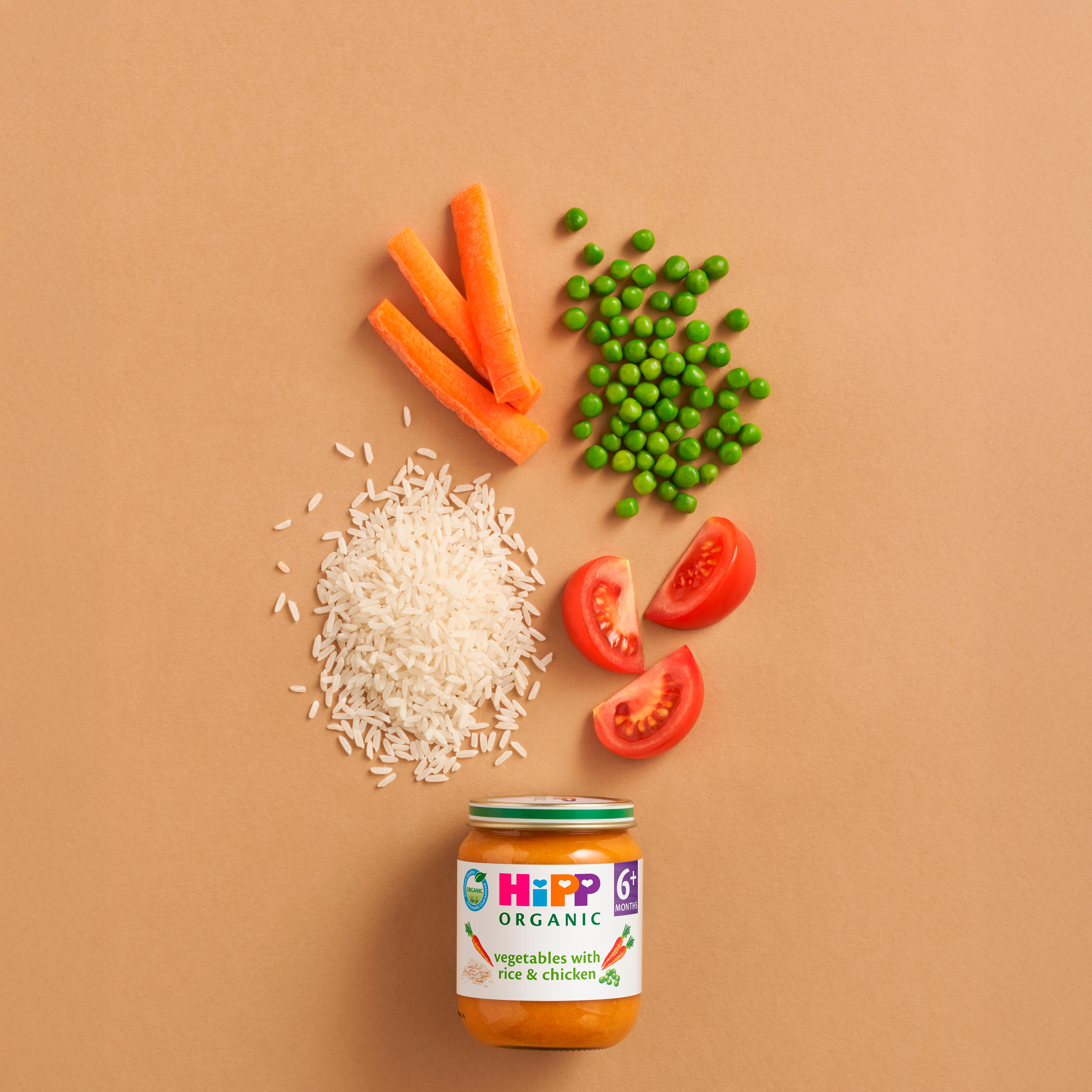HiPP Organic Vegetables with Rice & Chicken Baby Food Jar 6+ Months 125g thumbnail 3