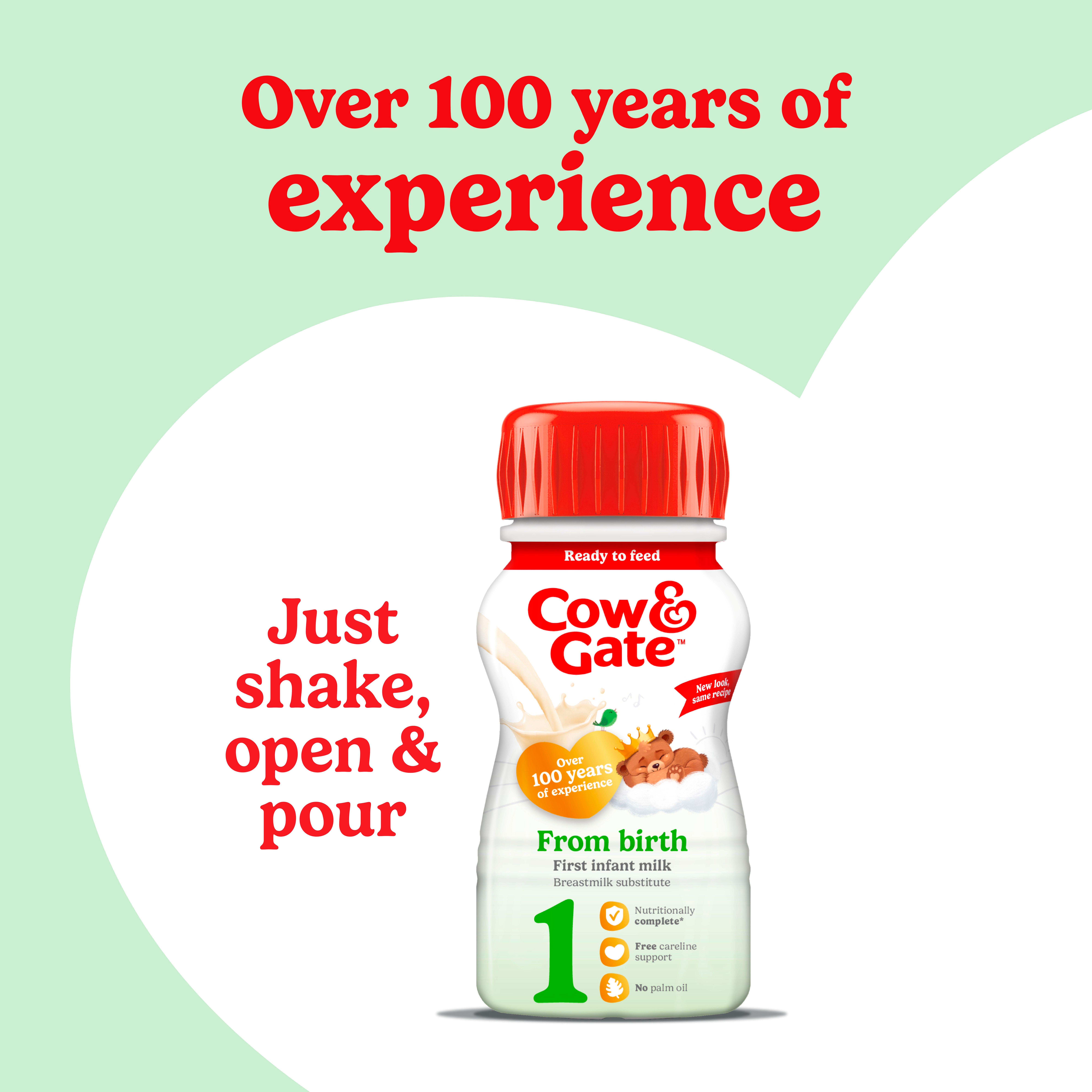 Cow & Gate 1 First Infant Baby Milk Formula Liquid From Birth Ready To Feed 200ml thumbnail 2