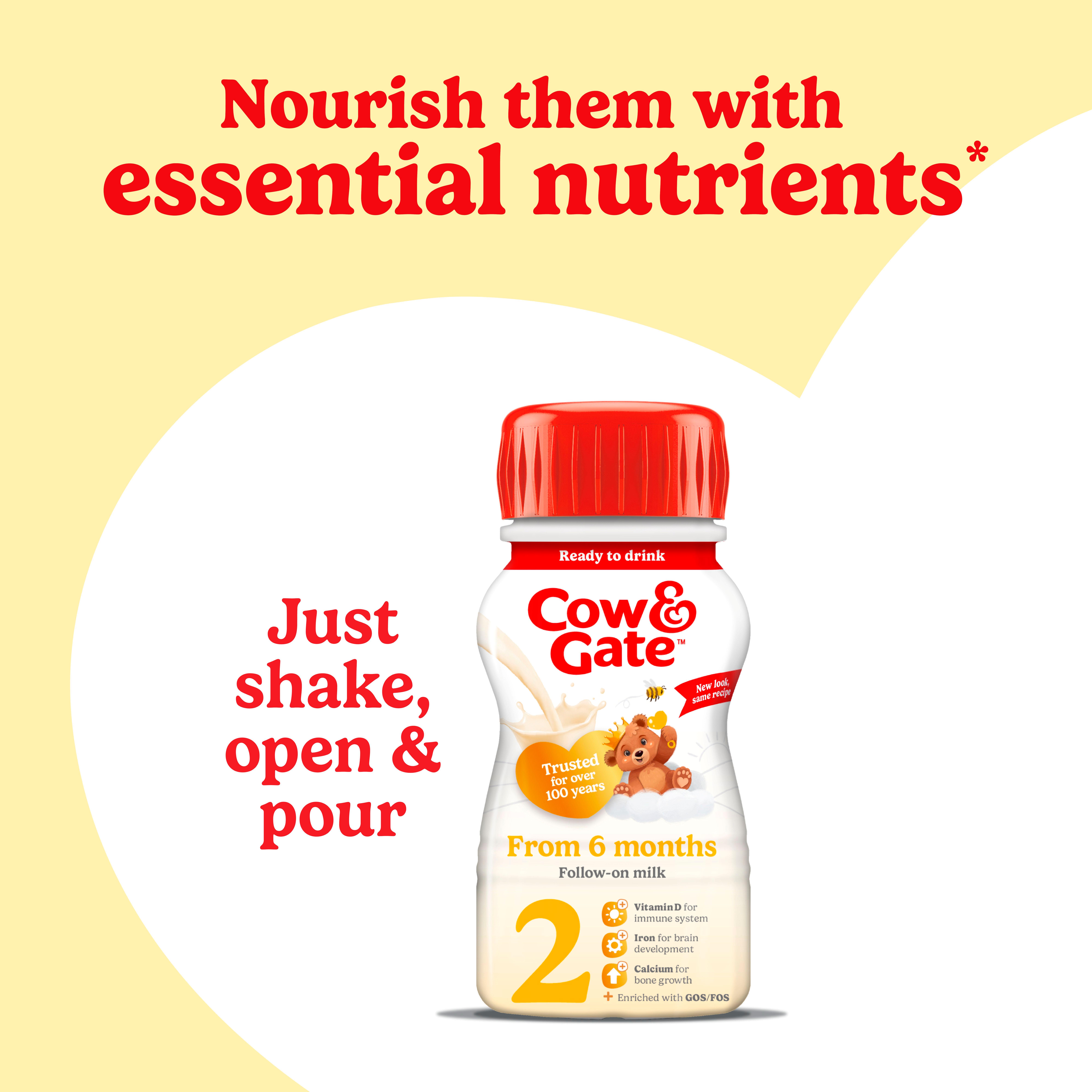 Cow & Gate 2 Follow On Baby Milk Formula Liquid From 6-12 Months To Feed 200ml thumbnail 2