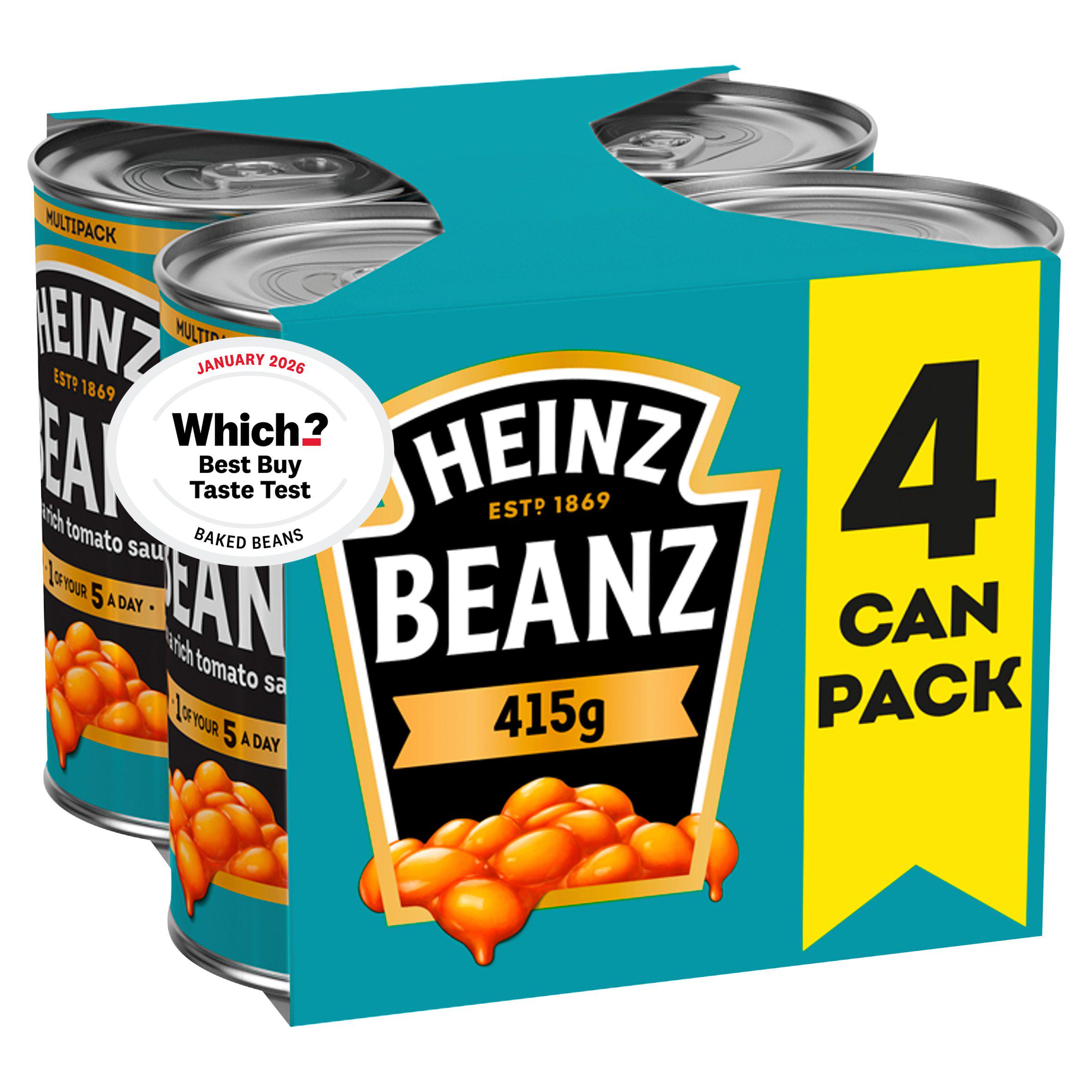 Heinz Baked Beans in a Rich Tomato Sauce 4 x 415g