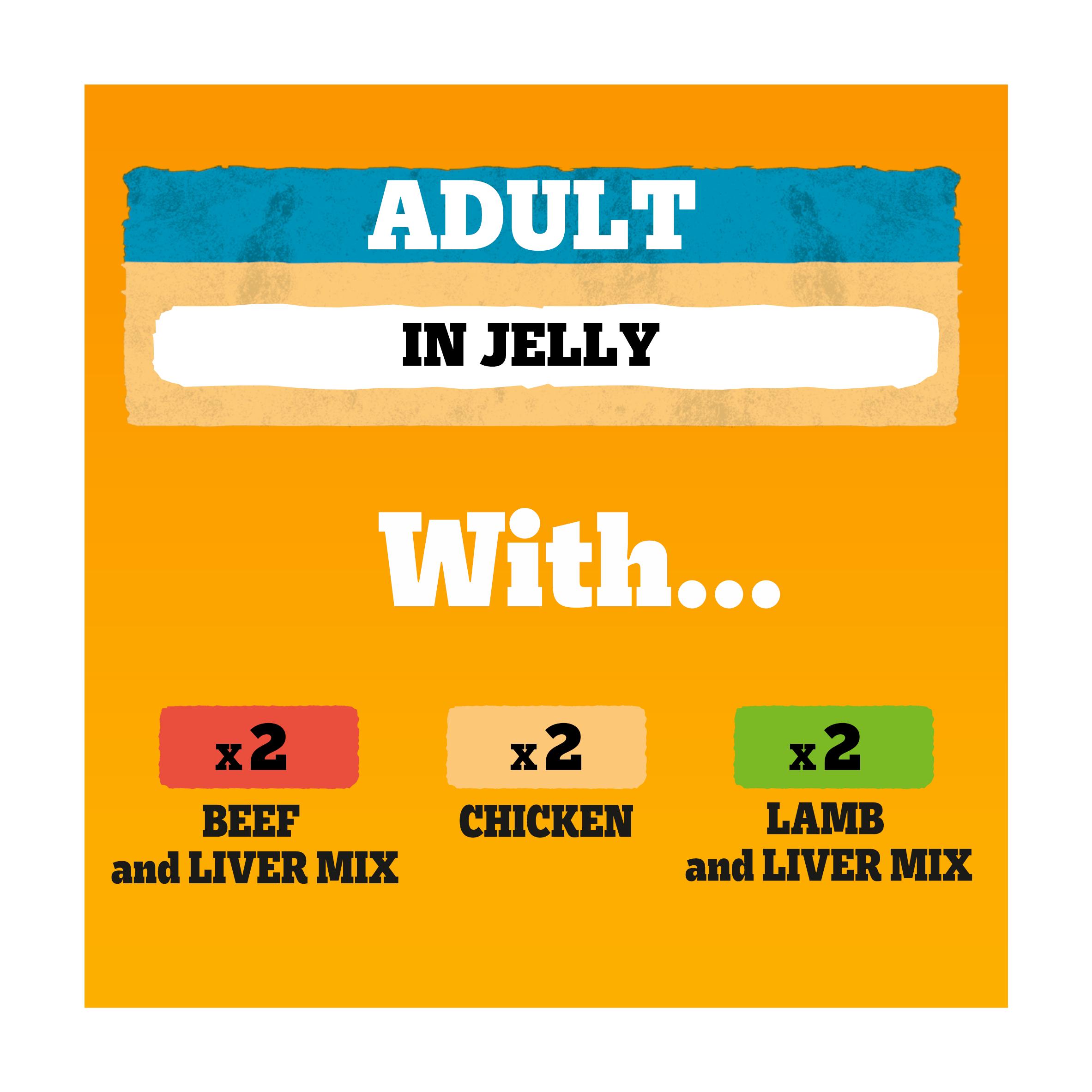 Pedigree Adult Wet Dog Food Tins Mixed in Jelly 6x385g thumbnail 6