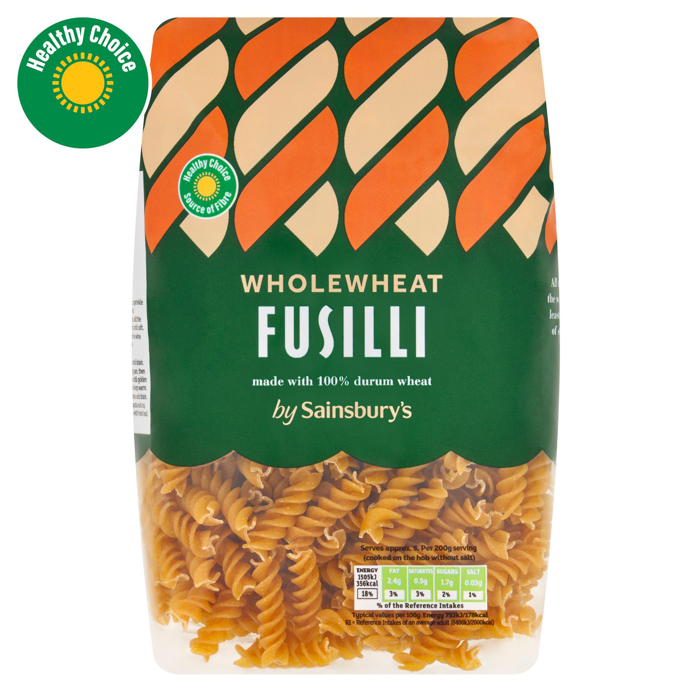 Sainsbury's Wholewheat Fusilli Pasta 500g