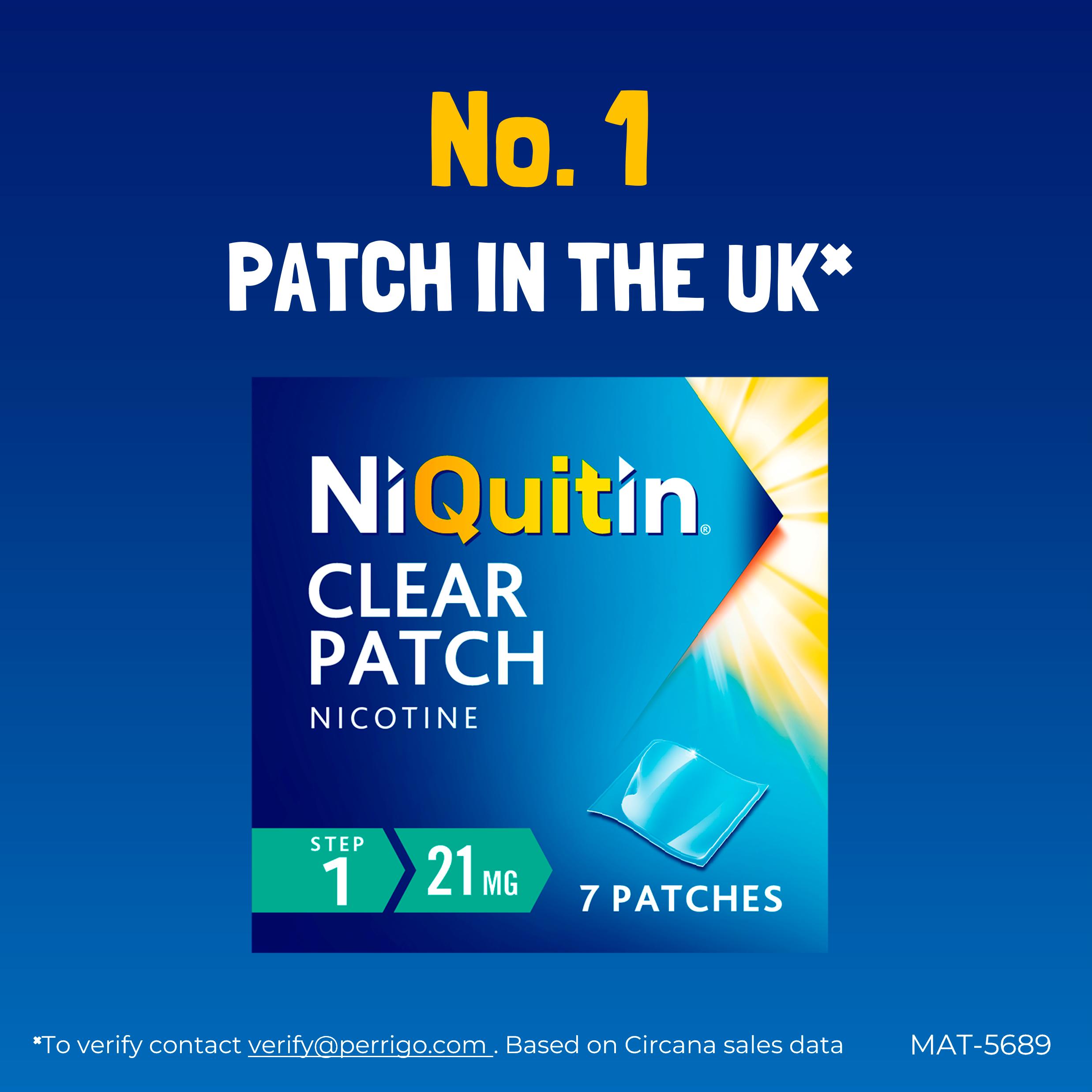 NiQuitin Clear Patch Step 1 Quit Smoking Aid - 7 Nicotine Patches for 1 Weeks Treatment 21mg thumbnail 4