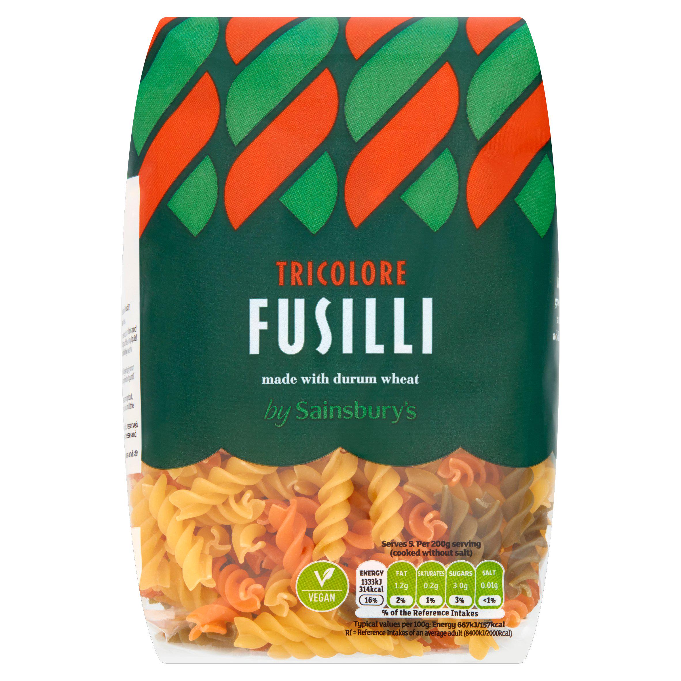 Sainsbury's Fusilli Tricolori Pasta 500g