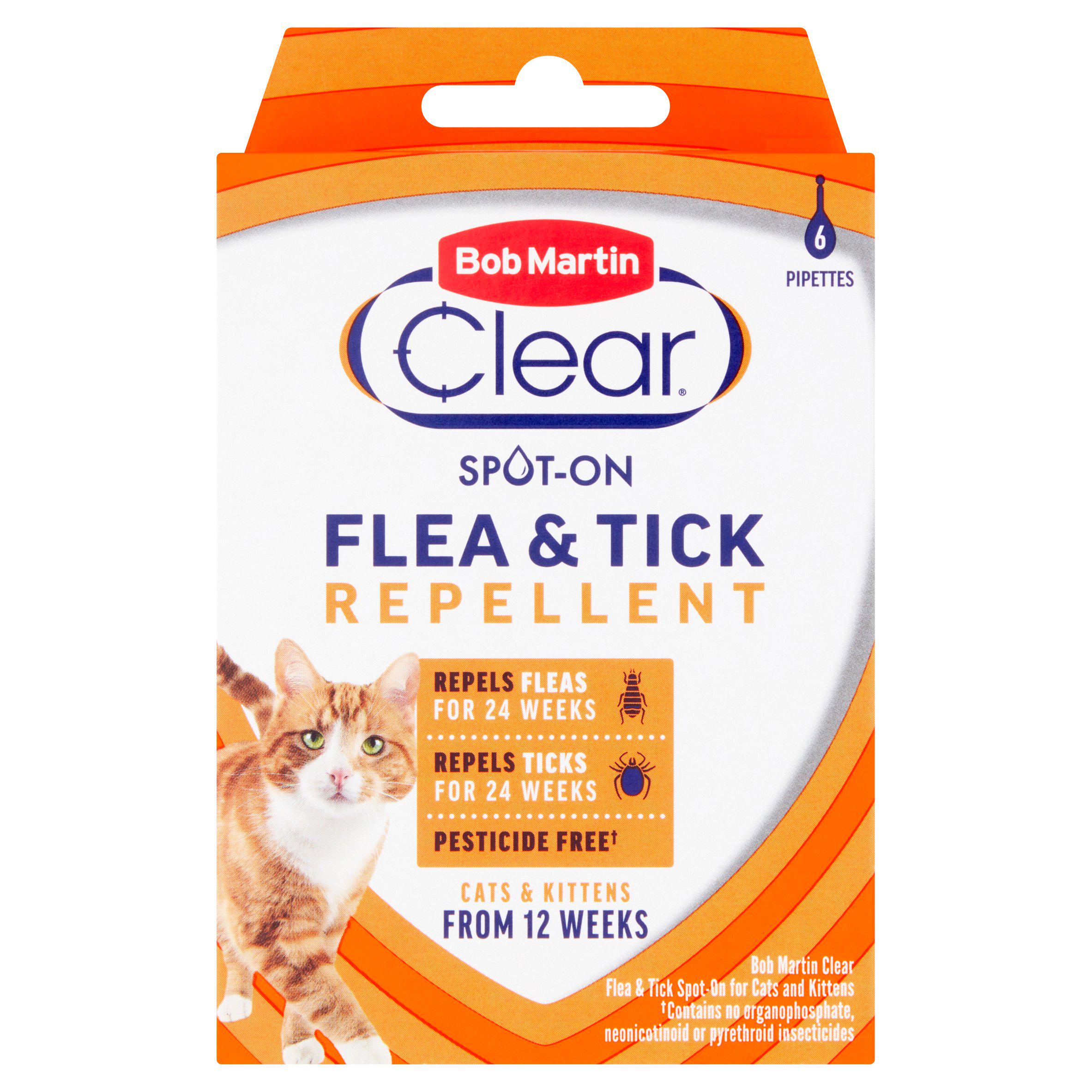 Bob Martin Clear Spot On Flea & Tick Repellent for Cats & Kittens x12